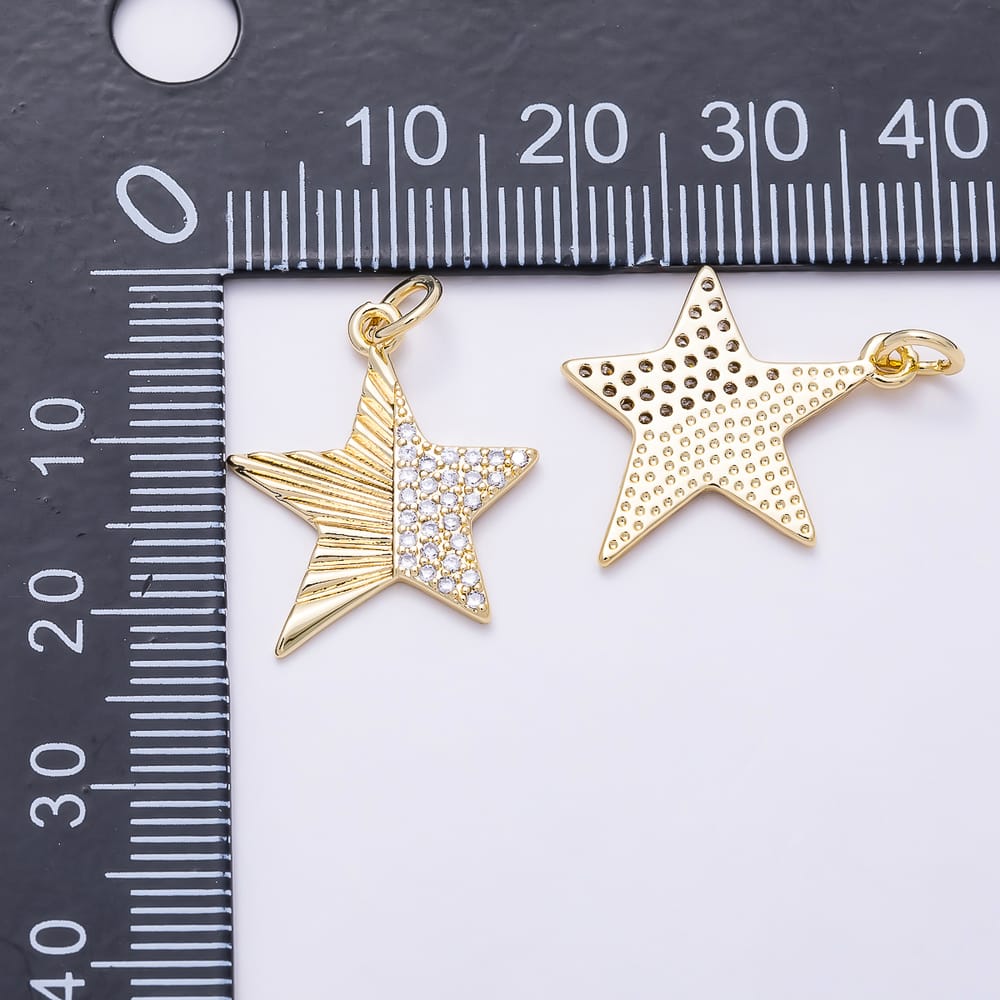16K Gold Filled 20mm Sunburst Micro Paved CZ Celestial Star Charm in Gold & Silver | Charms-02211 Charms-02212