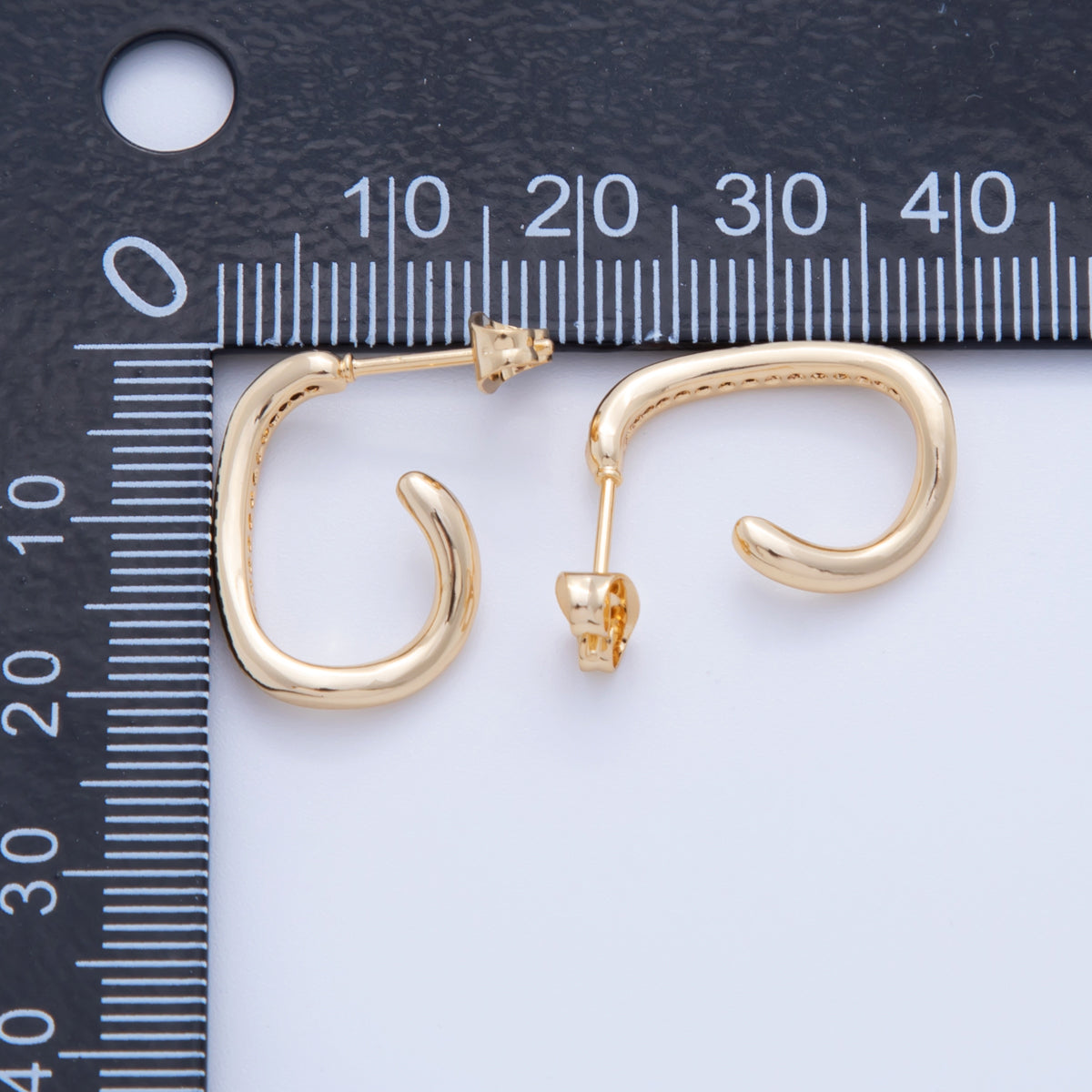 18K Gold Filled Micro Paved CZ C-Shaped Hoop Earrings | AI380
