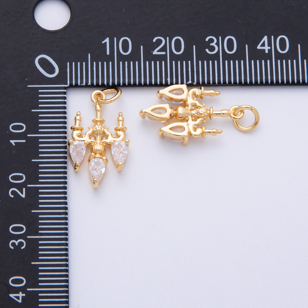 18K Gold Filled 20mm Clear Marquise Candle Chandeliers Charm | Charms-00117