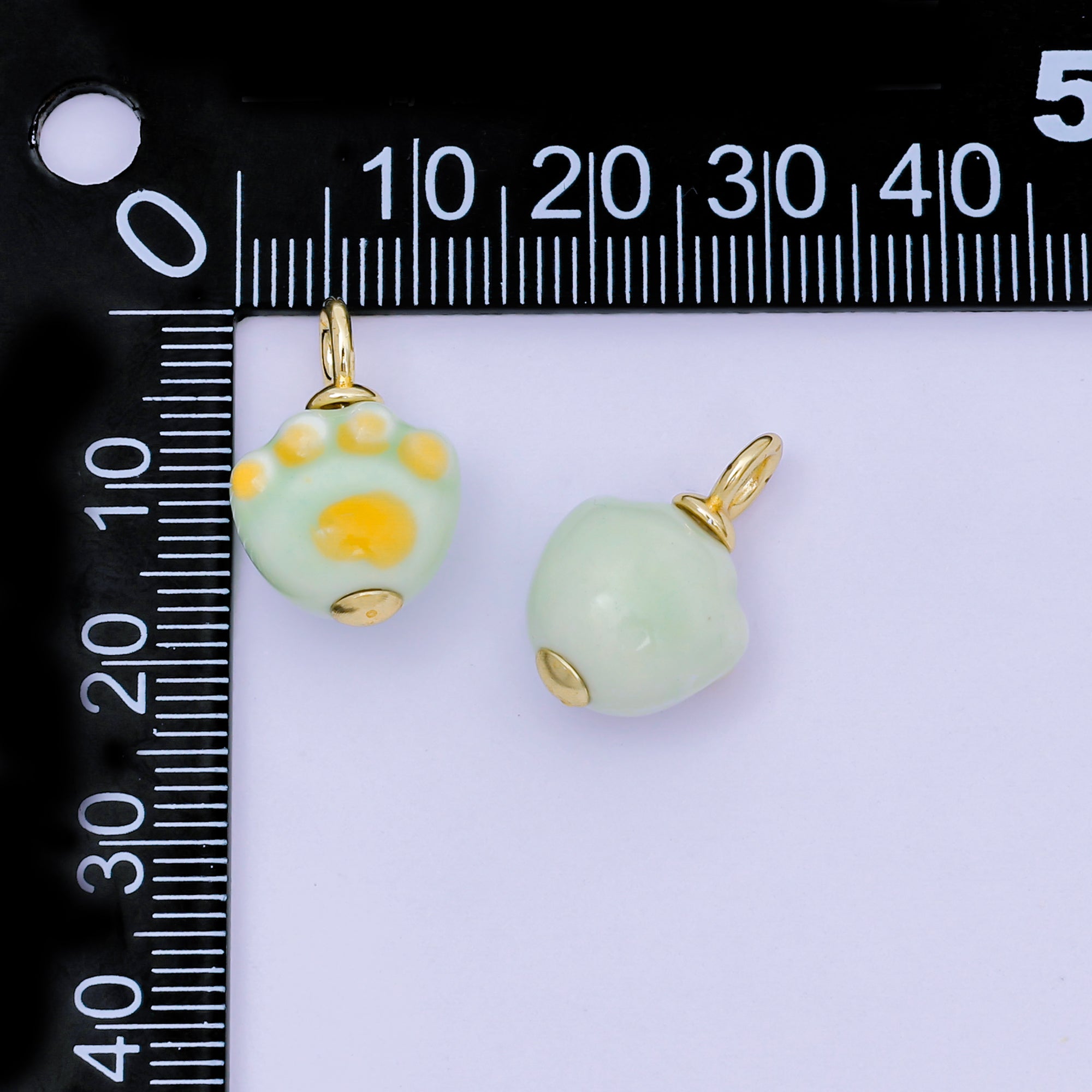 24K Gold Filled 20mm Enamel Art Bear Paw Foot Print Animal Charm | N-147