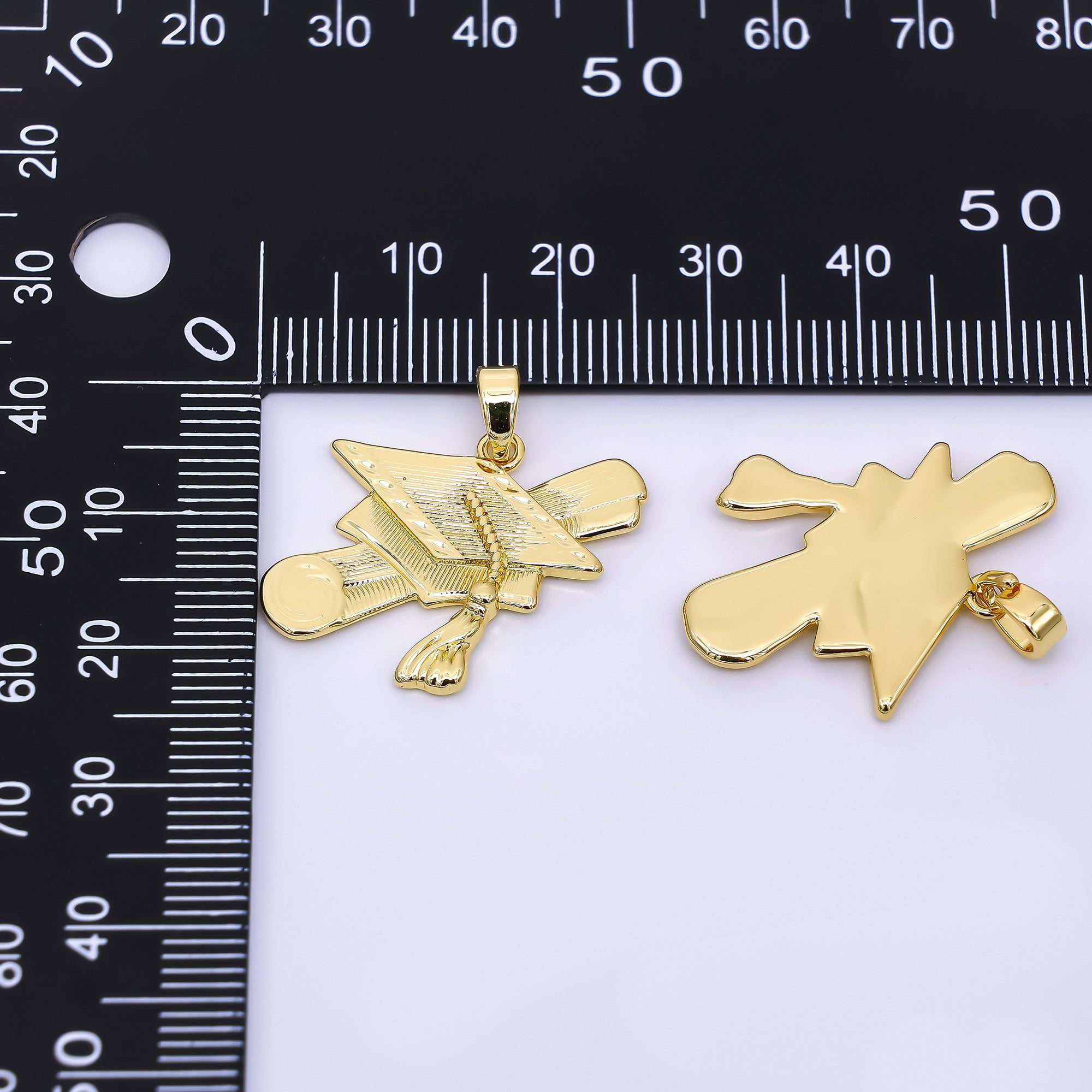 24K Gold Filled 20mm Graduation Cap & Certificate Charm | AA-1561