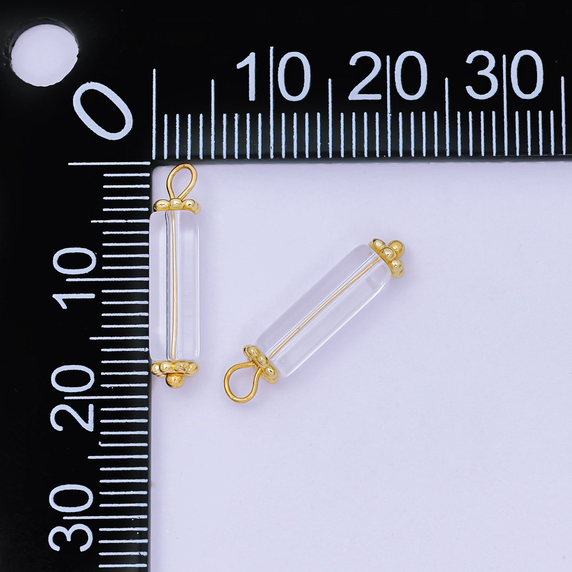 24K Gold Filled 20mm Glass Art Clear Starlight Bottle Charm | AH-663