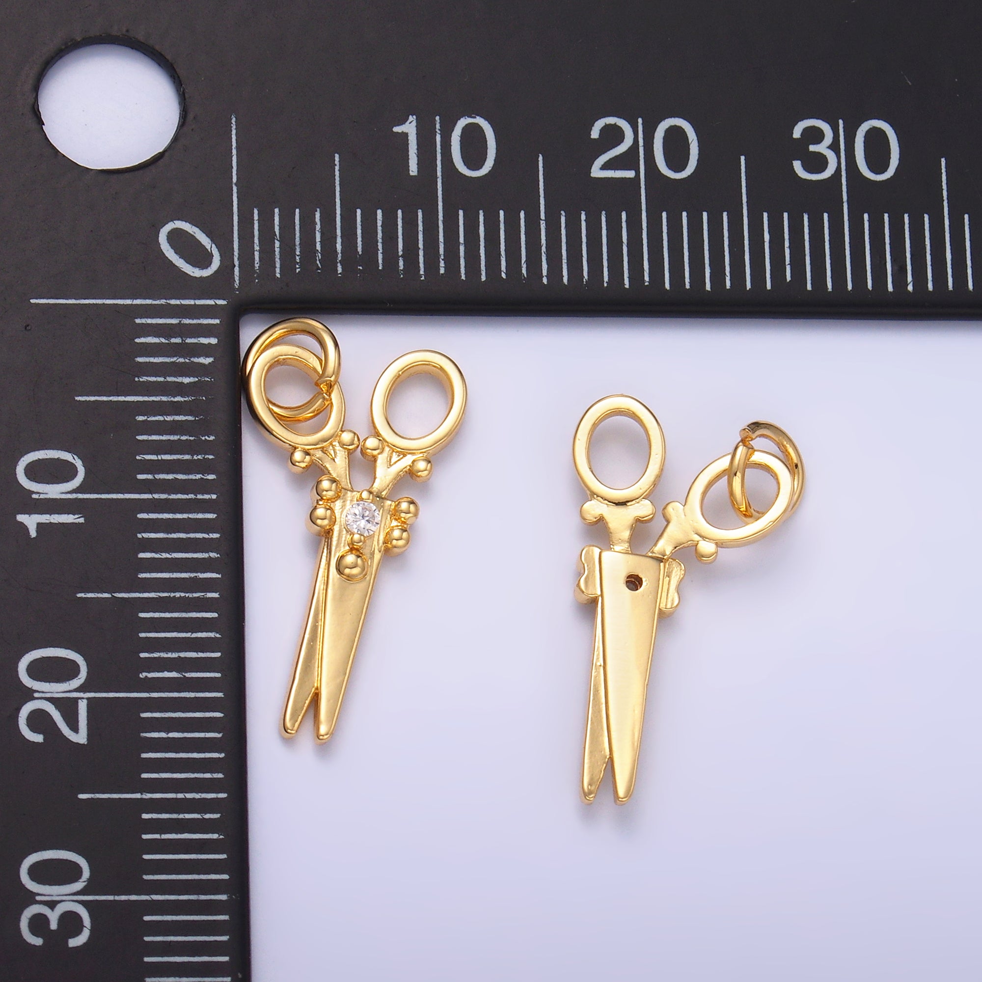 Mini 24K Gold Filled Micro Paved Scissors Charm M-318