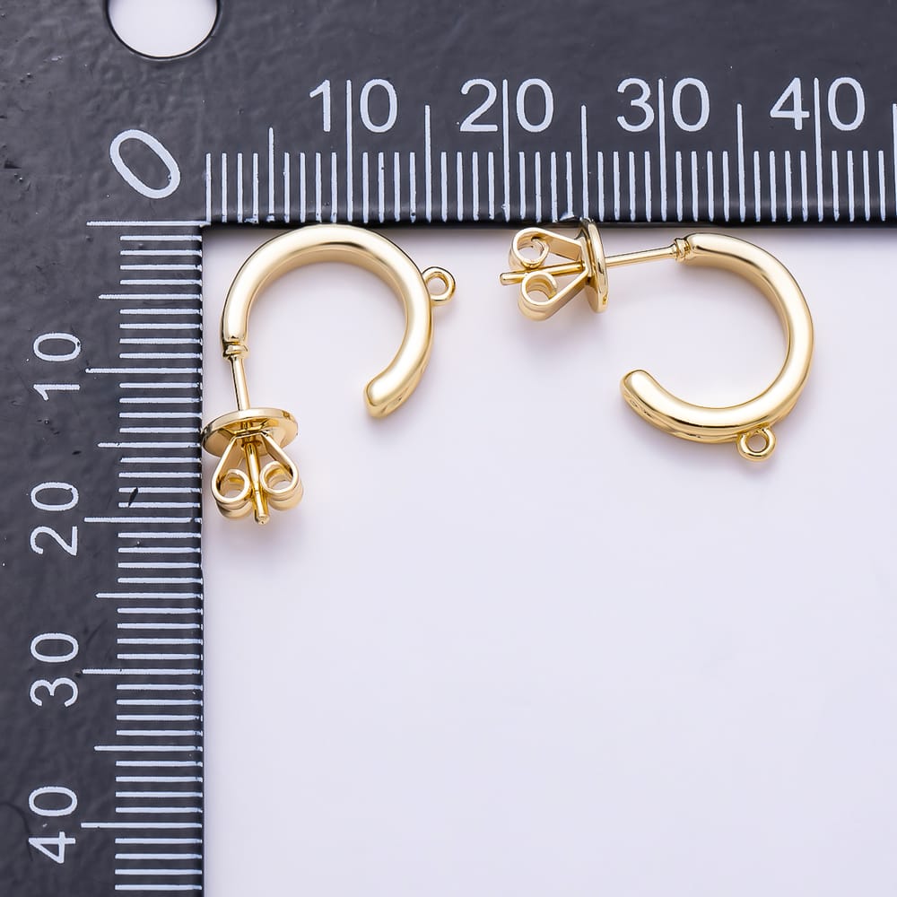 16K Gold Filled 20mm Molten Wave Half Hoop Earring Findings | Findings-00570 - Findings-00571