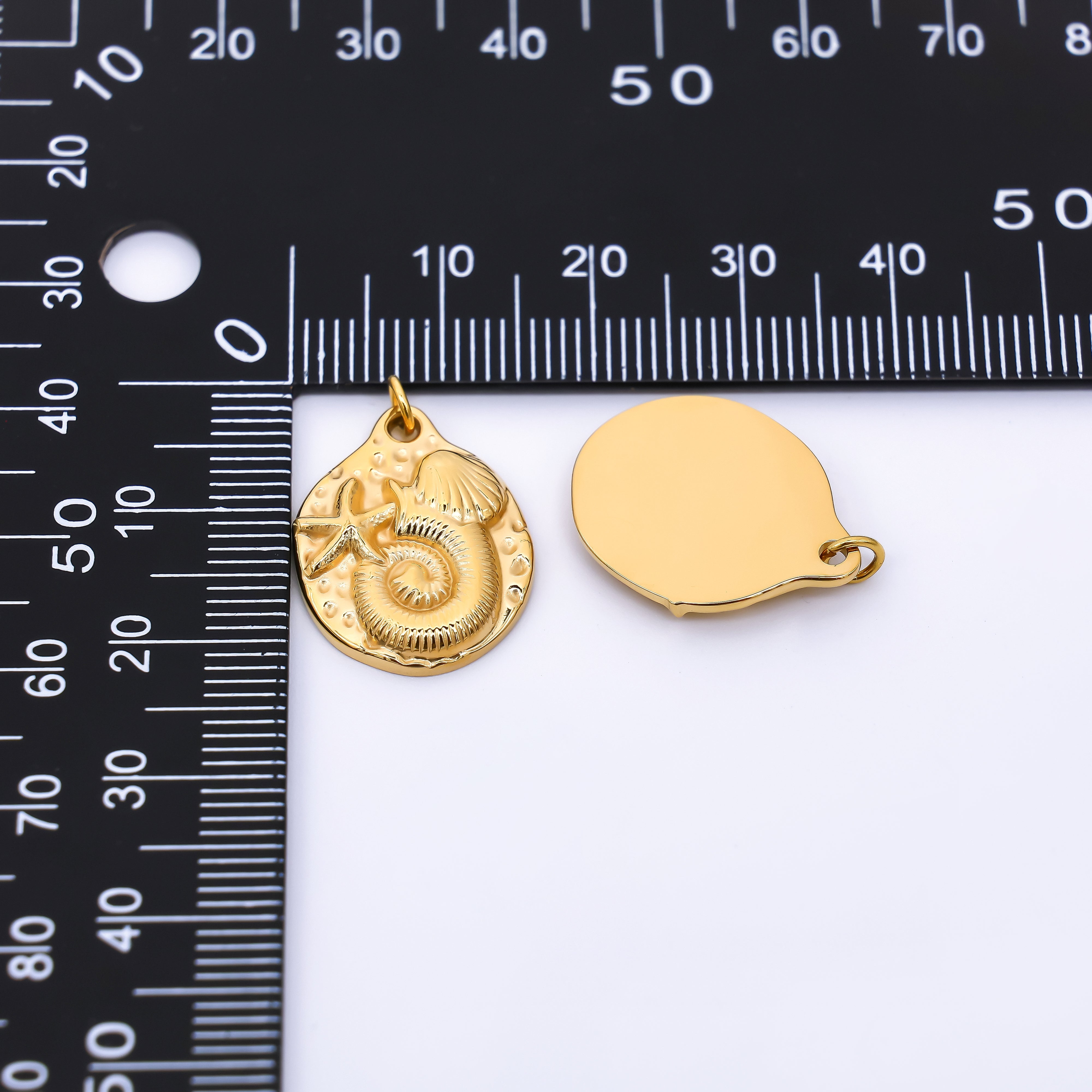 Stainless Steel 20mm Beach Sand Set Charm in Tentacle, Clam Shell, & Starfish | J-277