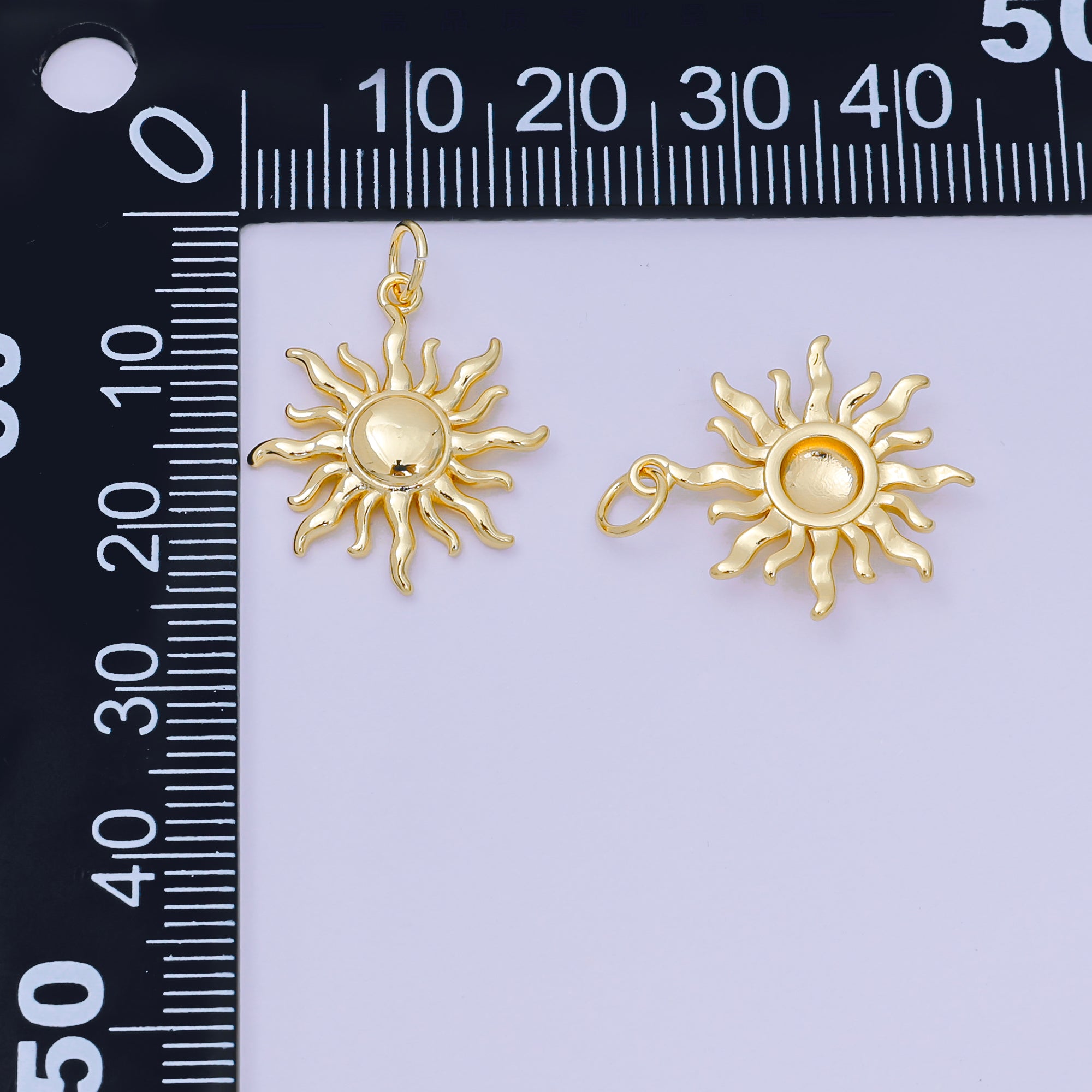 24K Gold Filled 20mm Summer Solar Power Sun Charm | D-095
