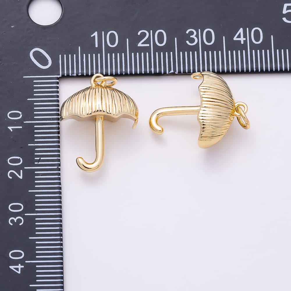 16K Gold Filled 20mm Cute Textured 3D Fluted Umbrella Charm | Charms-02129 - Charms-02130