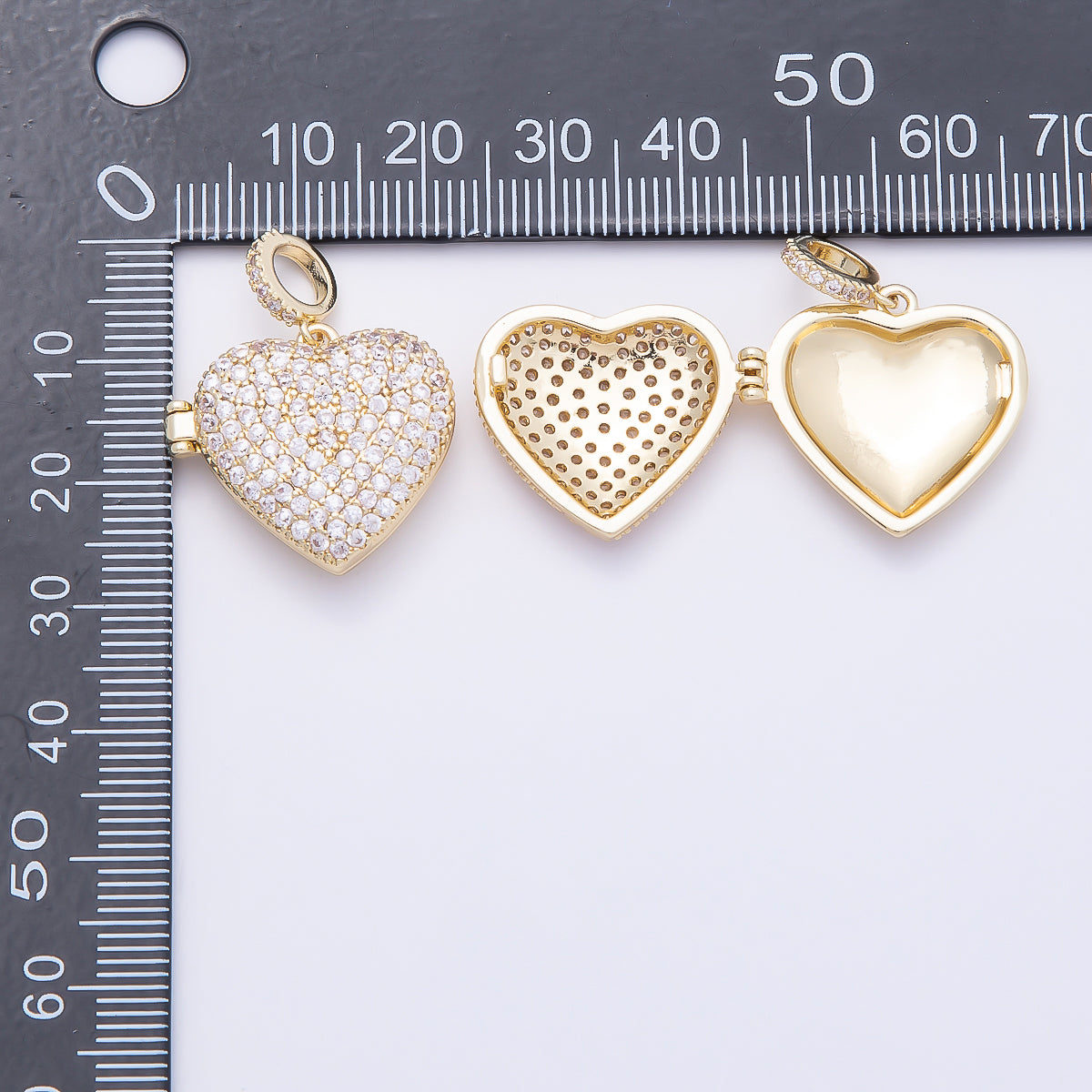 16K Gold Filled 22mm Micro Paved CZ Love Heart Locket Pendant | Charms-01033