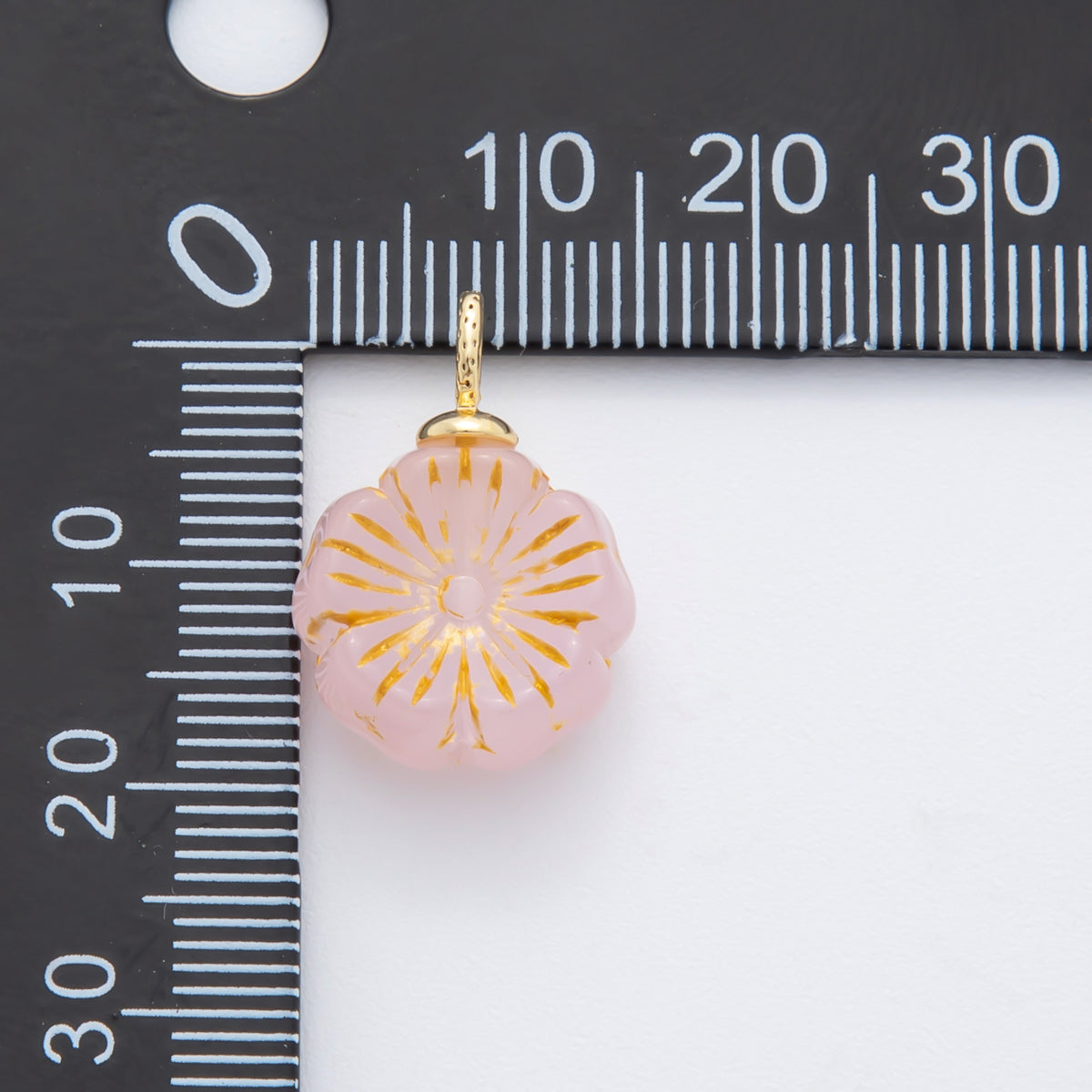 18K Gold Filled Red, Clear, Green, White, Orange, Pink Gold Lined Flower Acrylic Drop Charm | E864 - E895