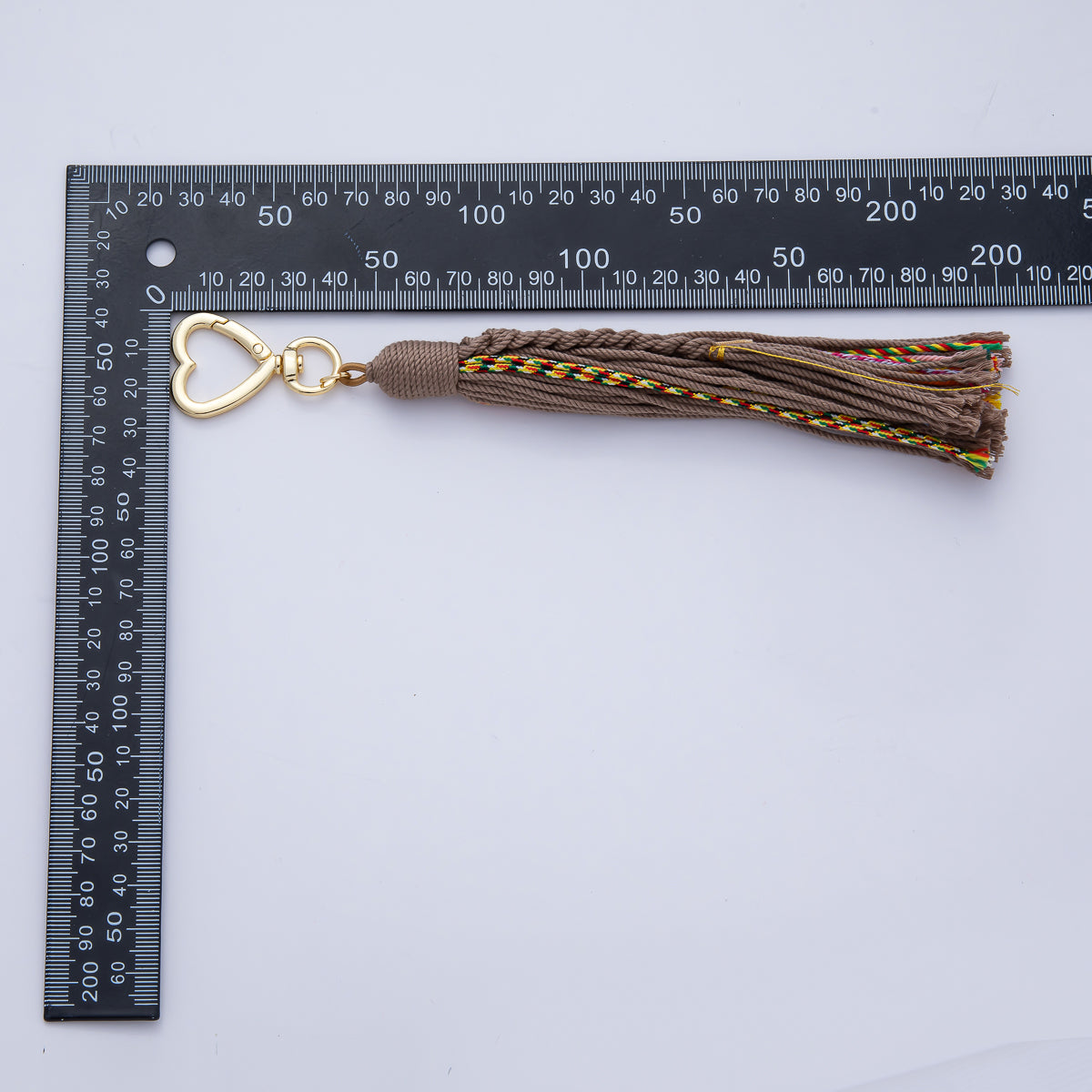 18K Gold Filled 200mm Red, Khaki, Pink Mixed-Knot Tweed Cord Heart Push Gate Keychain Accessories | WB-00220 ~ WB-00228