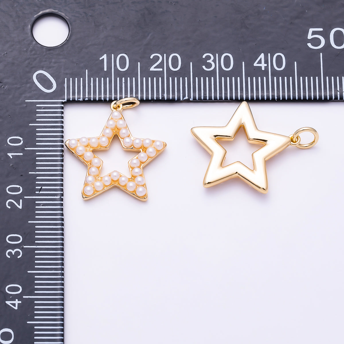 16K Gold Filled 20mm Openwork Celestial Star Shell Pearl Frame Charm | Charms-01696 - Charms-01697