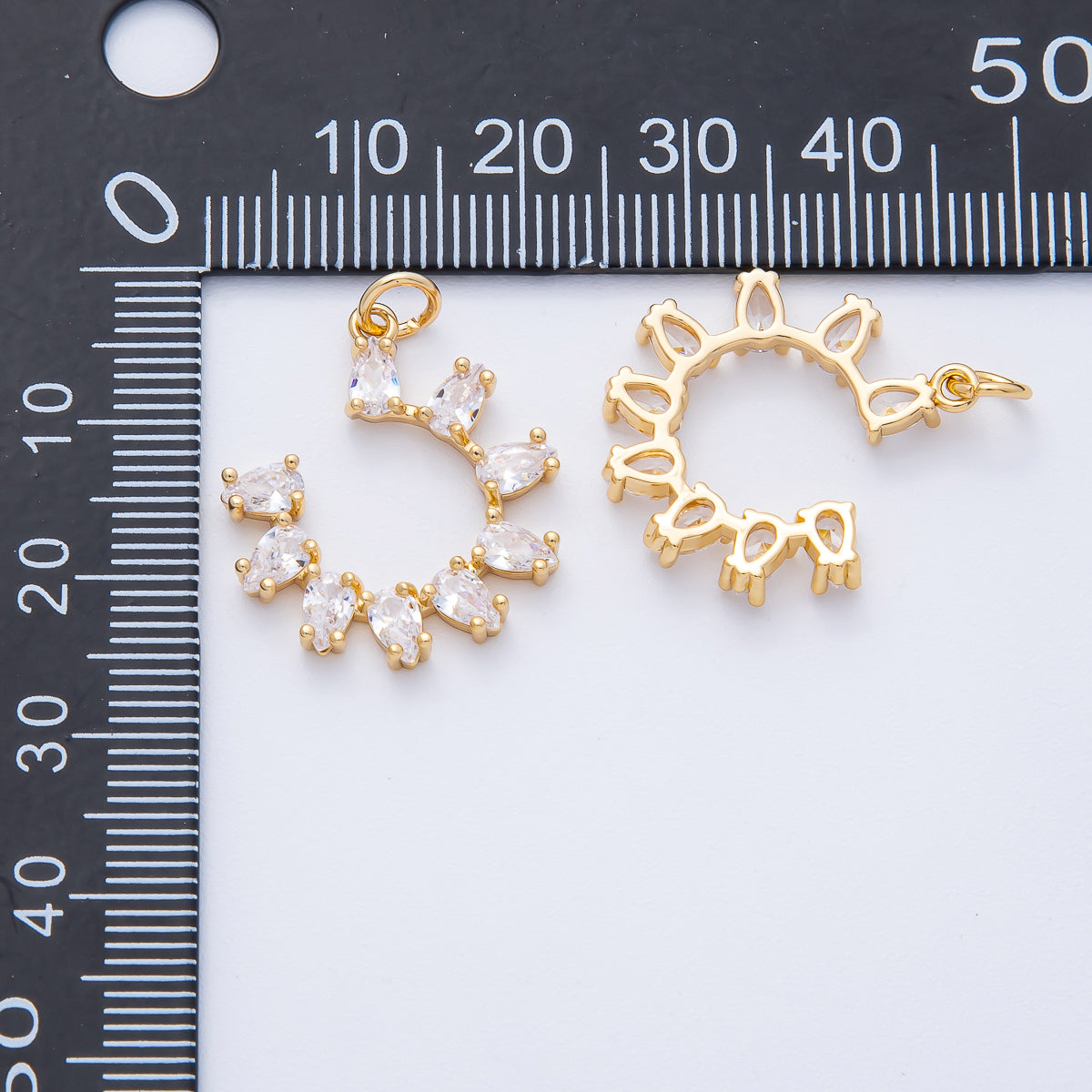 18K Gold Filled 20mm Clear Teardrop CZ Horseshoe Charm | AK156