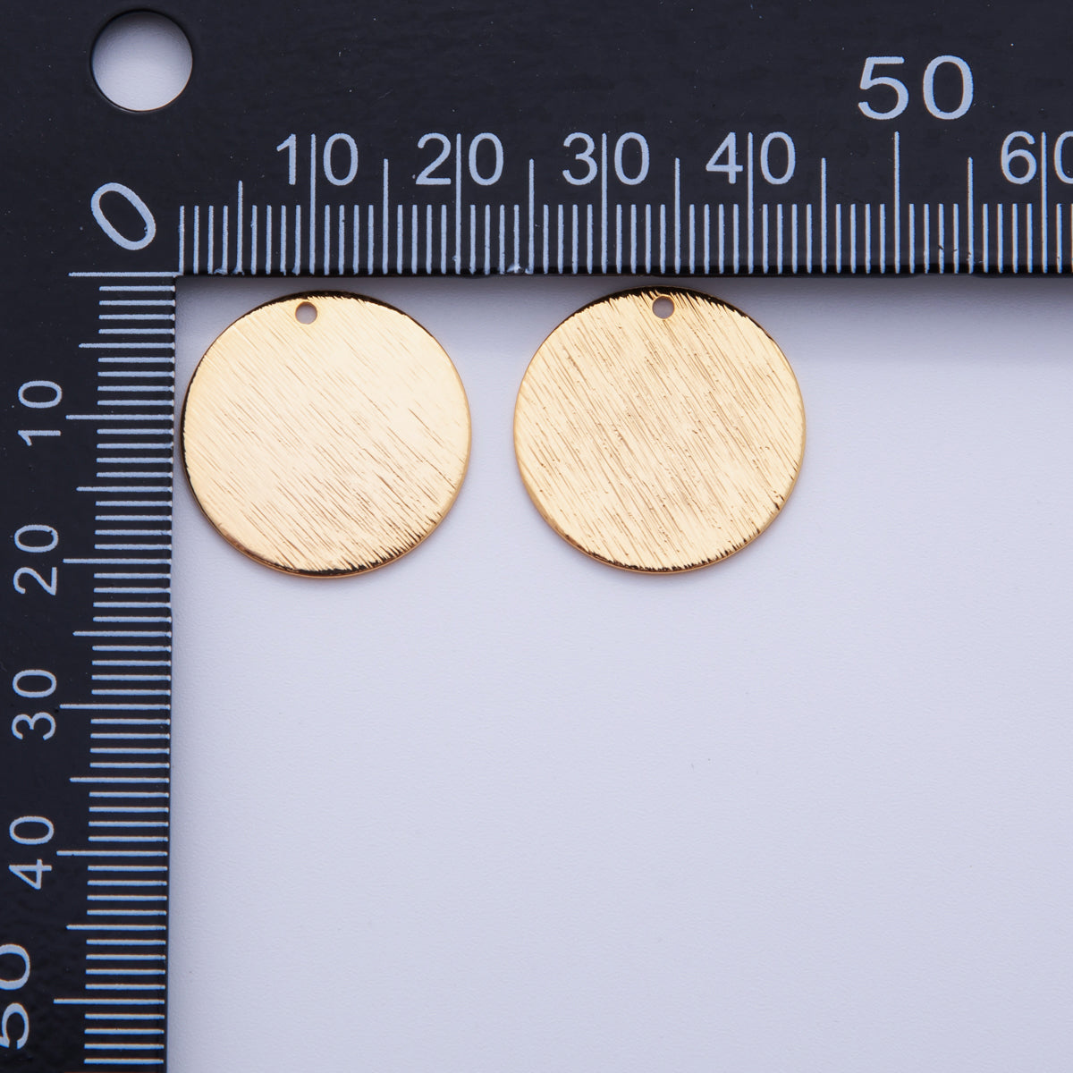 18K Gold Filled 20mm Lined Round Minimalist Thin Charm Finding | Z1191