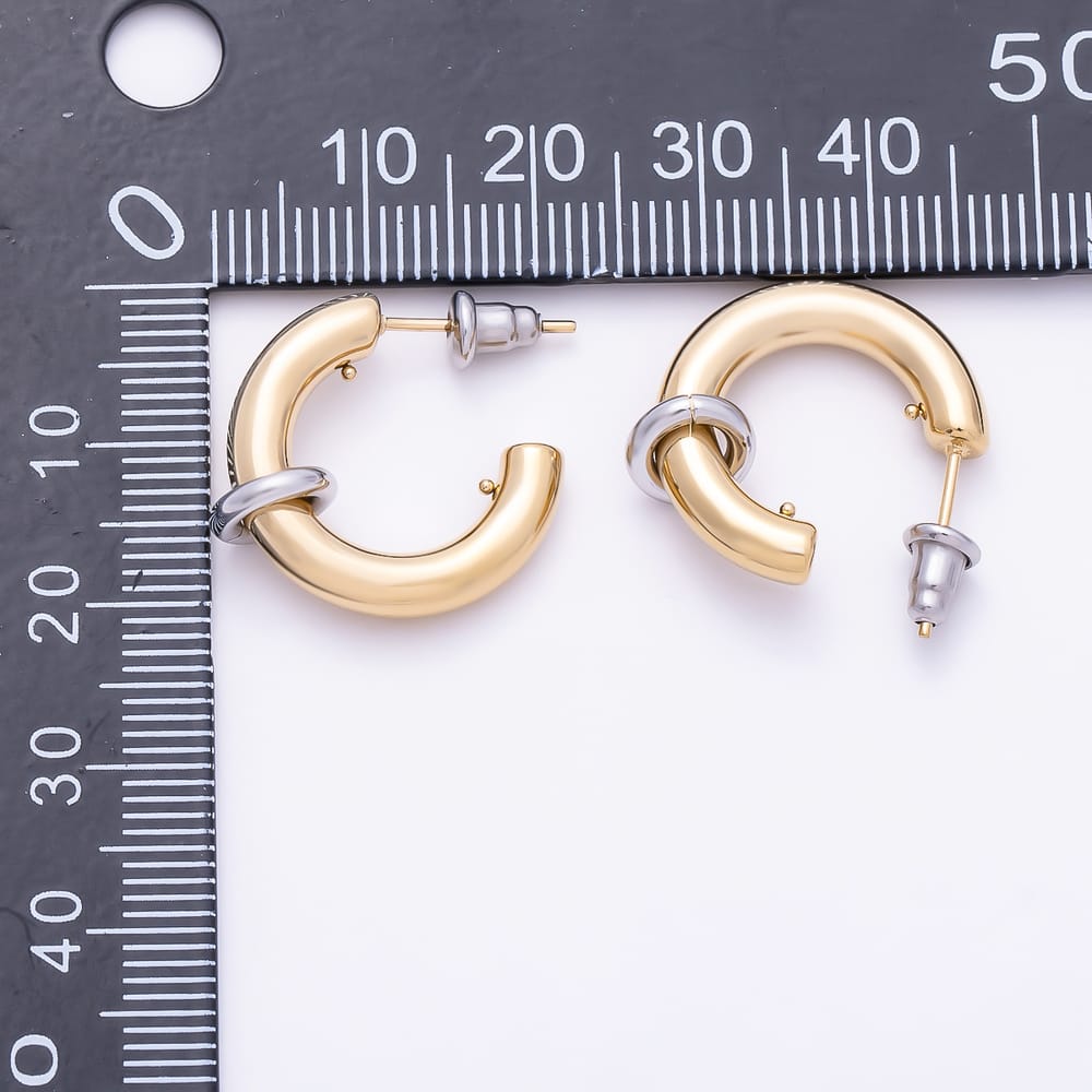 Stainless Steel 20mm Ring Mixed Metal C-Shaped Hoop in Gold & Silver | Earrings-00910 Earrings-00911