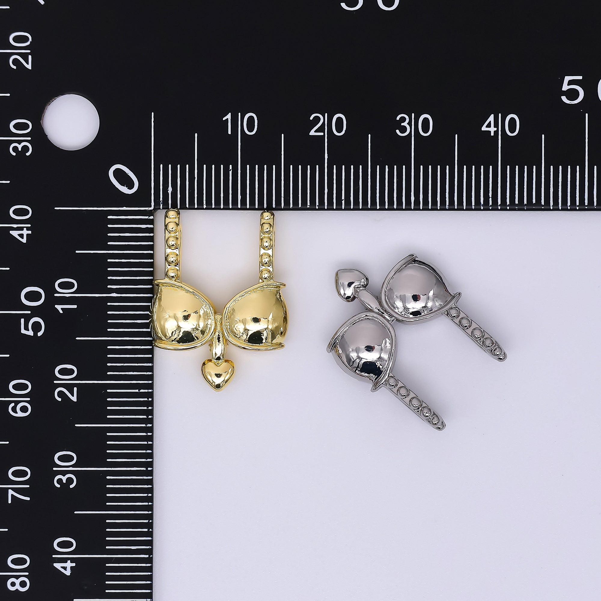 24K Gold Filled 21mm Beach Bra Bikini with Heart of Love Fashion Charm in Gold & Silver | AH-530
