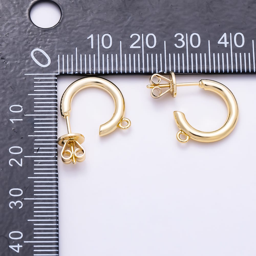 16K Gold Filled 22mm Simple Plain Half Hoop Earring Findings | Findings-00572 - Findings-00573