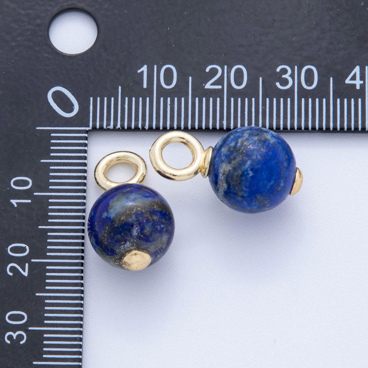 18K Gold Filled Round Gemstone Drop Pendant | AF376 - AF380