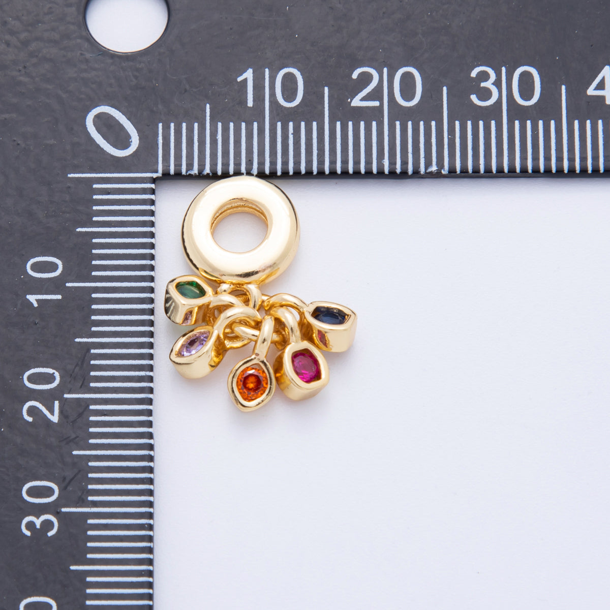 18K Gold Filled Multicolor Mix Shape CZ Rondelle Drop Charm Pendant | E714