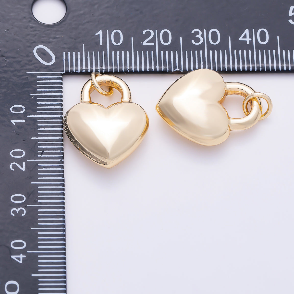 Stainless Steel PVD Gold 22mm Chubby Heart Padlock Charm in Gold & Silver | Charms-01576 Charms-01577