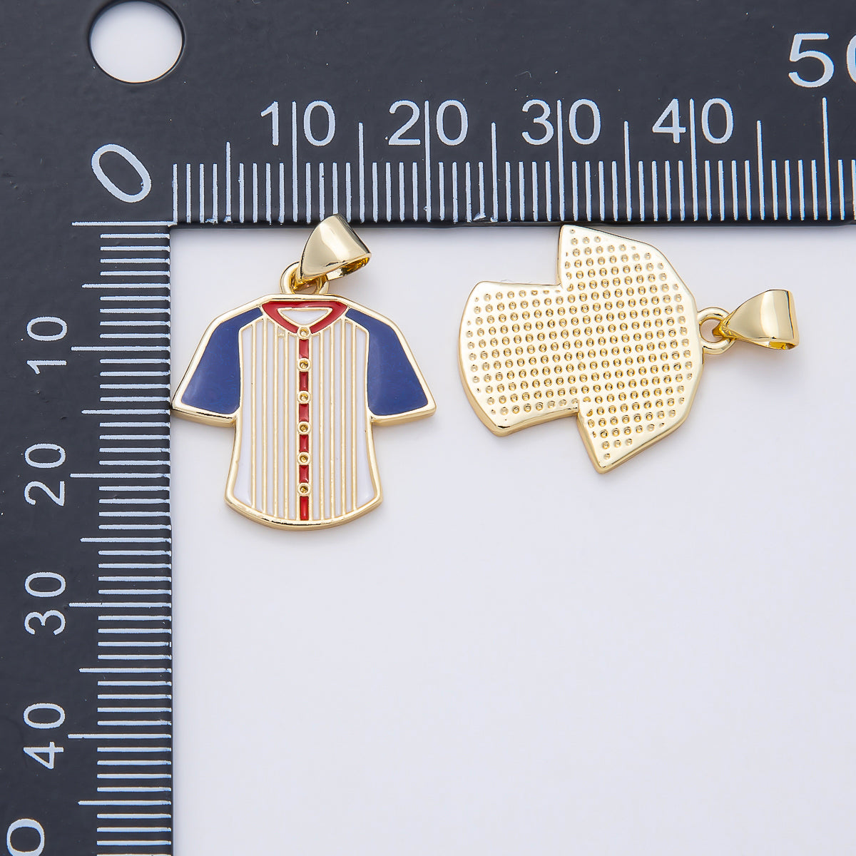 16K Gold Filled 20mm Multicolor Enamel Sport Jersey Pendant | Charms-011110