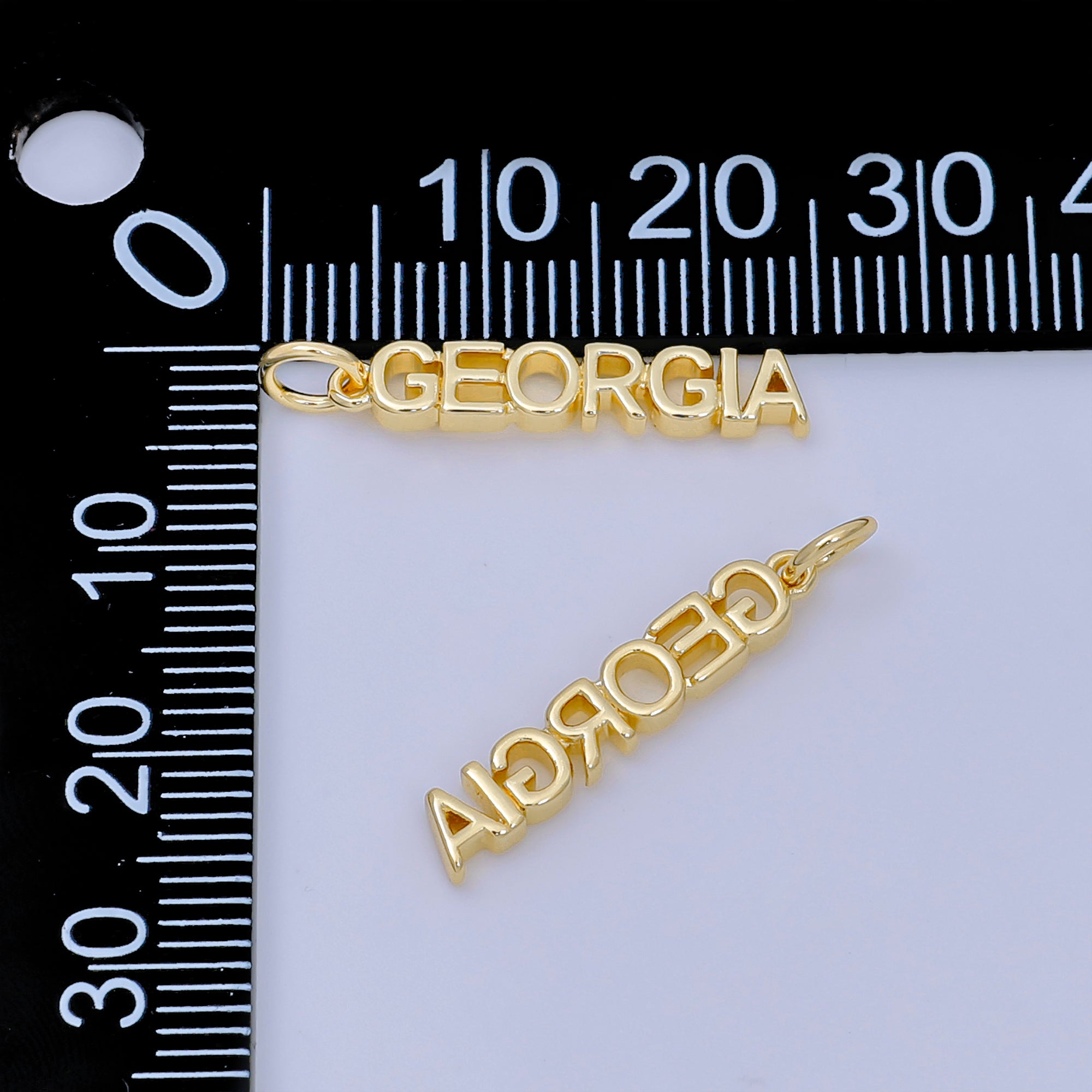 24K Gold Filled 22mm Georgia City States Script Tag Charm | AJ-416