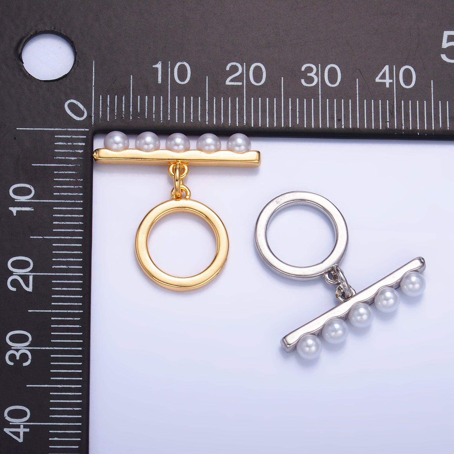 24K Gold Filled 22mm Pearl Minimalist Toggle Clasps Closure Findings in Gold & Silver | Z1038