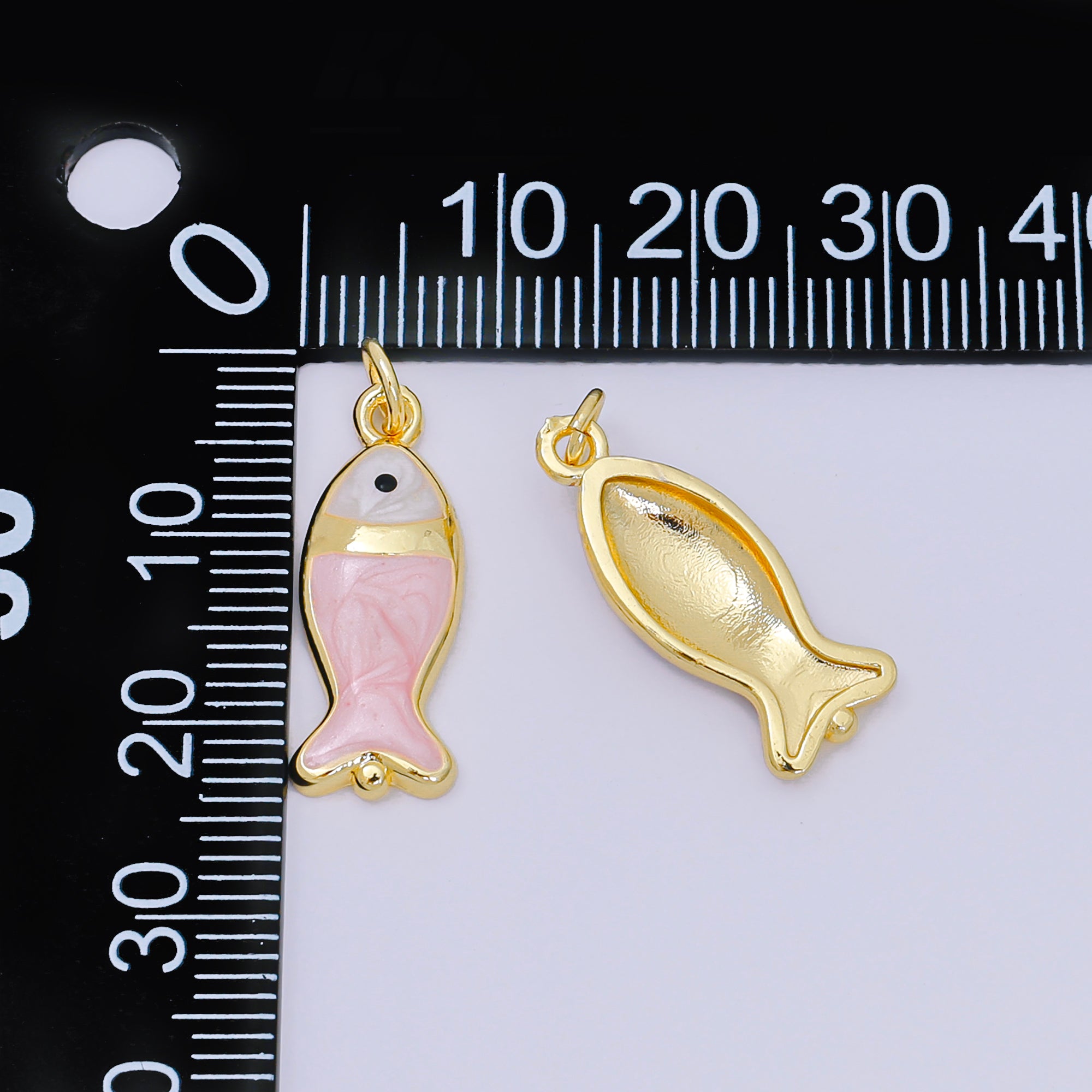 24K Gold Filled 22mm Enamel Art Pastel Tiny Sea Fish Animal Charm | D-367 D-369