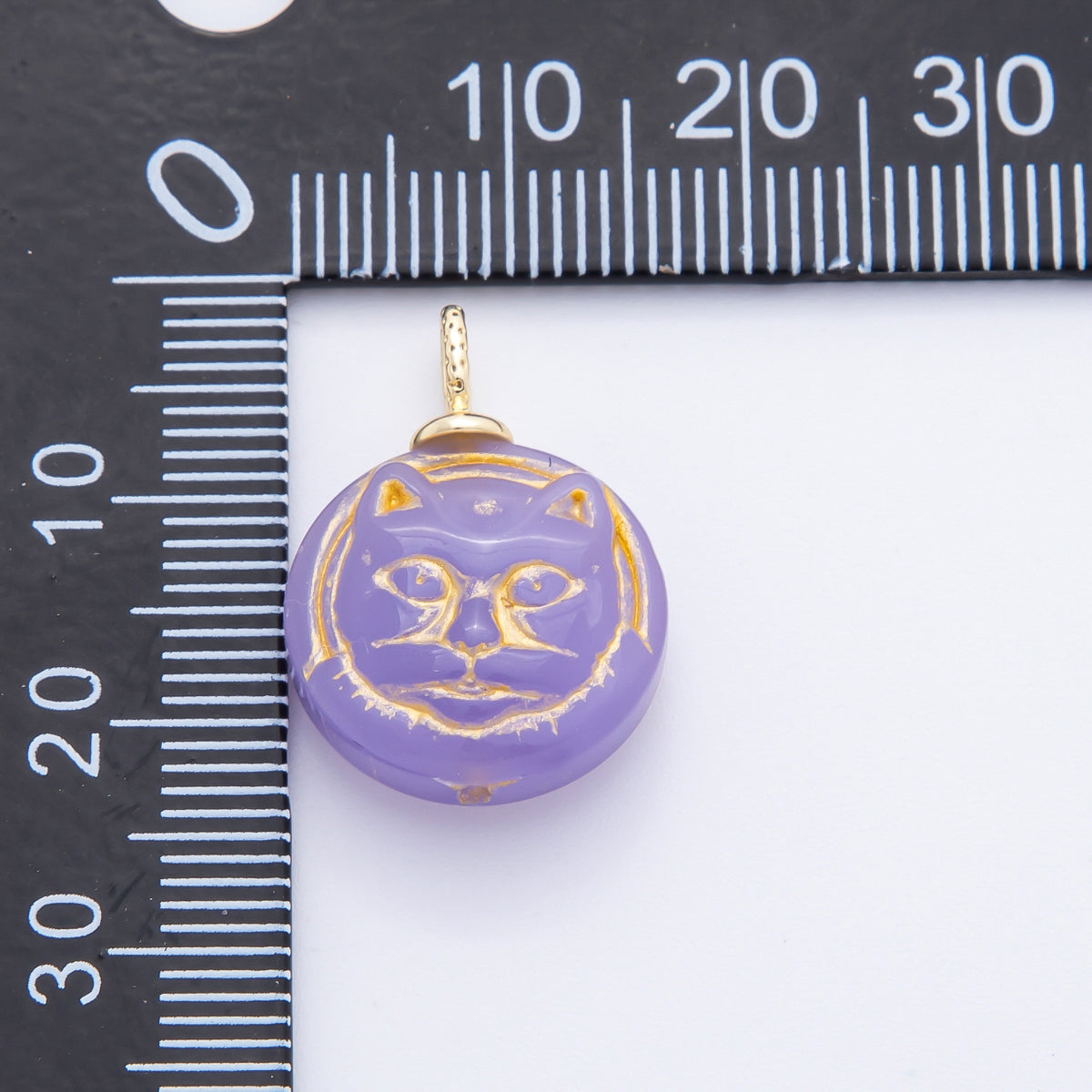 18K Gold Filled 22mm Colorful Czech Beads Adorable Cat Pet Animals Charm | N238