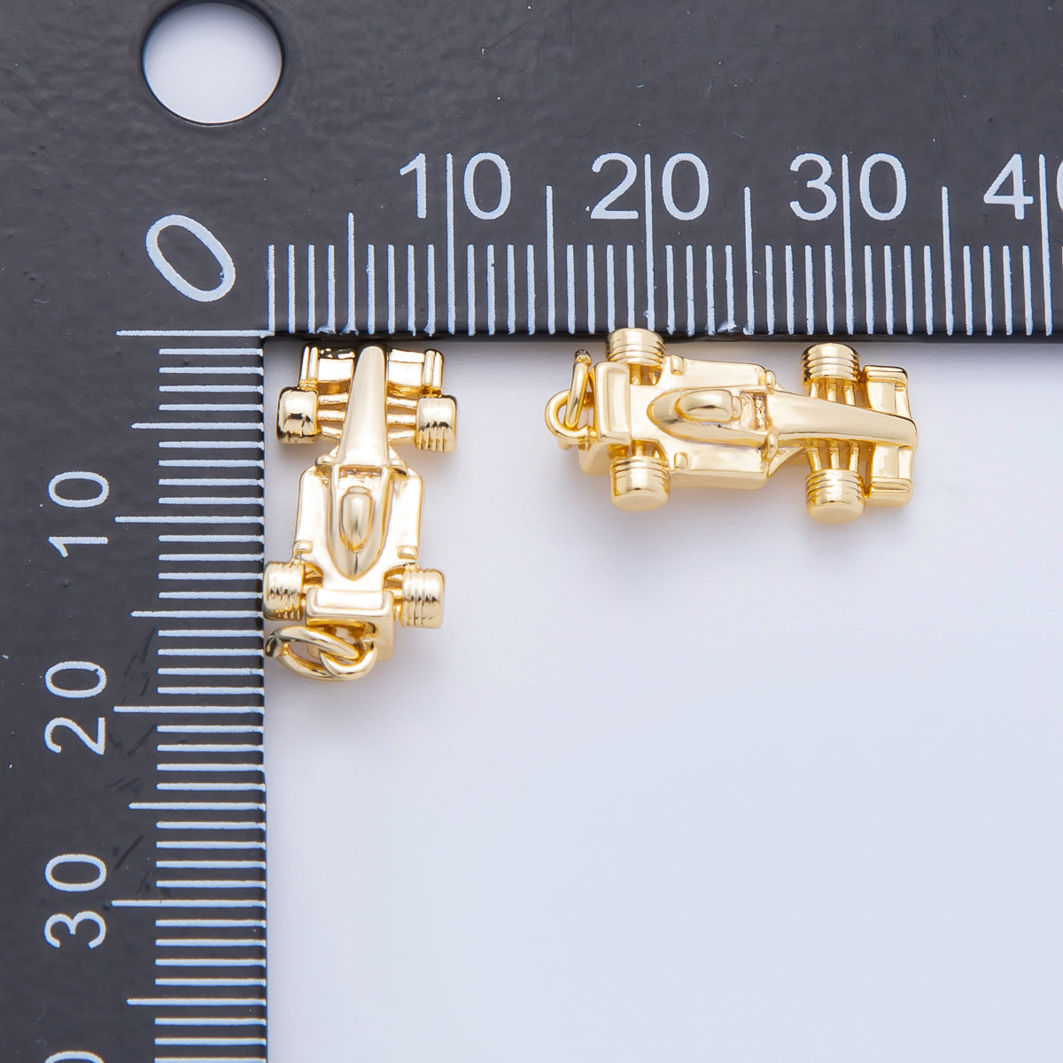 18K Gold Filled 23mm Mini Race Sports Car Minimalist Multidimensional Charm | C-623