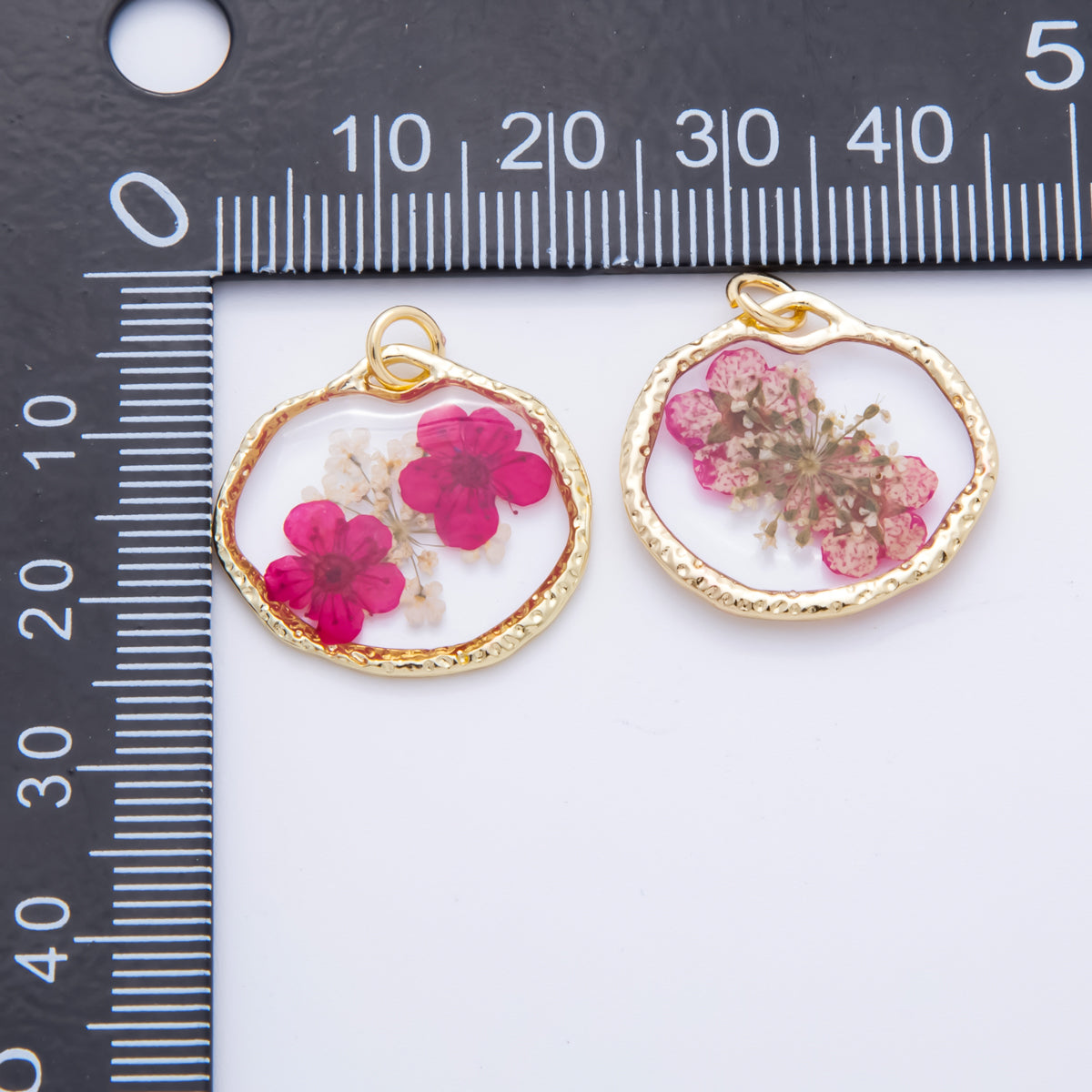 18K Gold Filled 23mm Resin Flower Halo Medallion Charm | AH866 - AH870