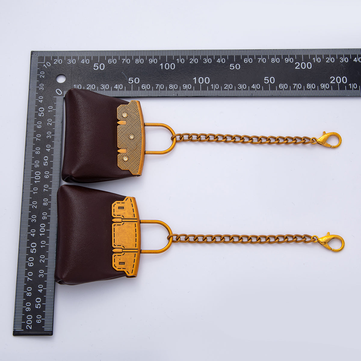 Stainless Steel Dark Brown Bag Ear Bud Case Bag Charm Lobster Clasps Accessories | WB-00288