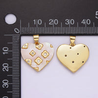 14K Gold Filled CZ Geometric Dotted Shell Pearl Heart Pendant | AH130 - DLUXCA