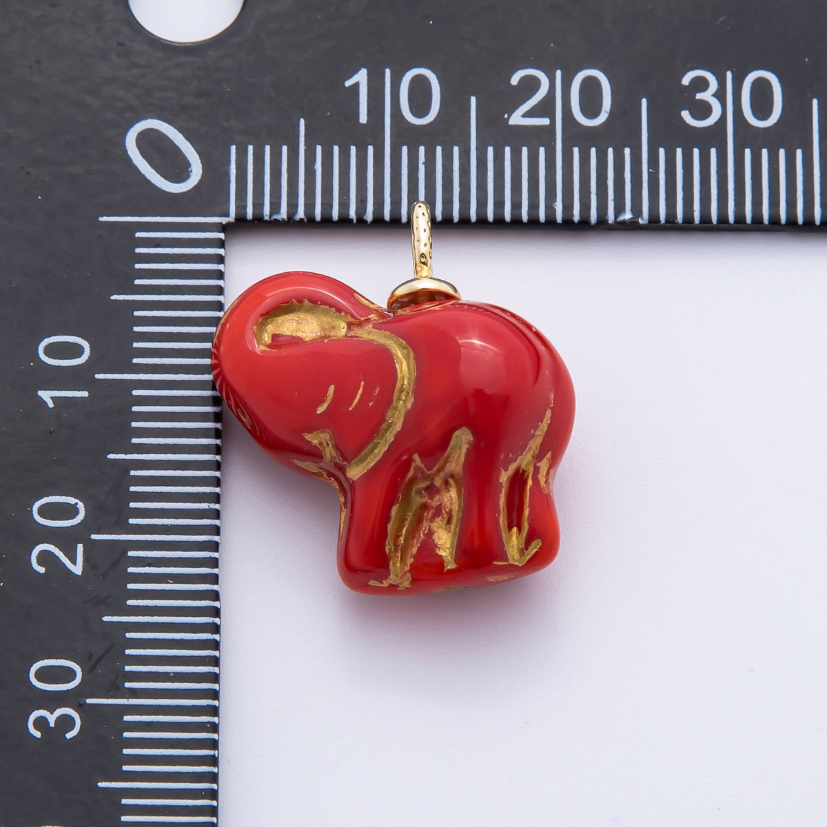 18K Gold Filled Light Green, White, Blue, Red, Dark Green, Orange Elephant Animal Ceramic Charm Pendant | E777 - E849