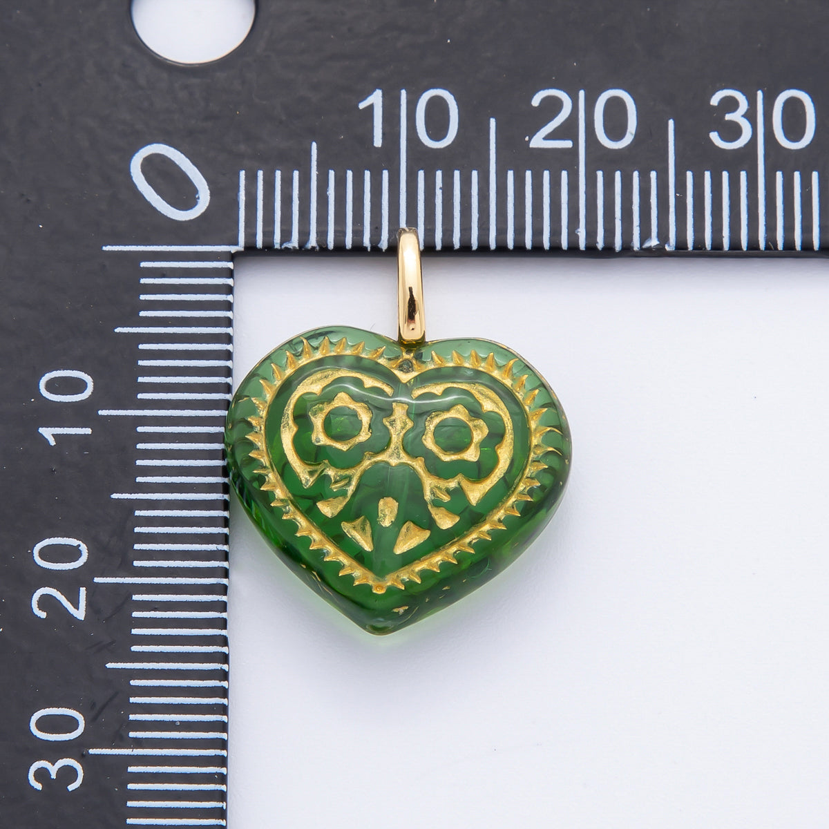 18K Gold Filled Gold-Lined Red, Blue, Green, Pink, Purple Geometric Heart Drop Charm | N462 N490 N505 N533