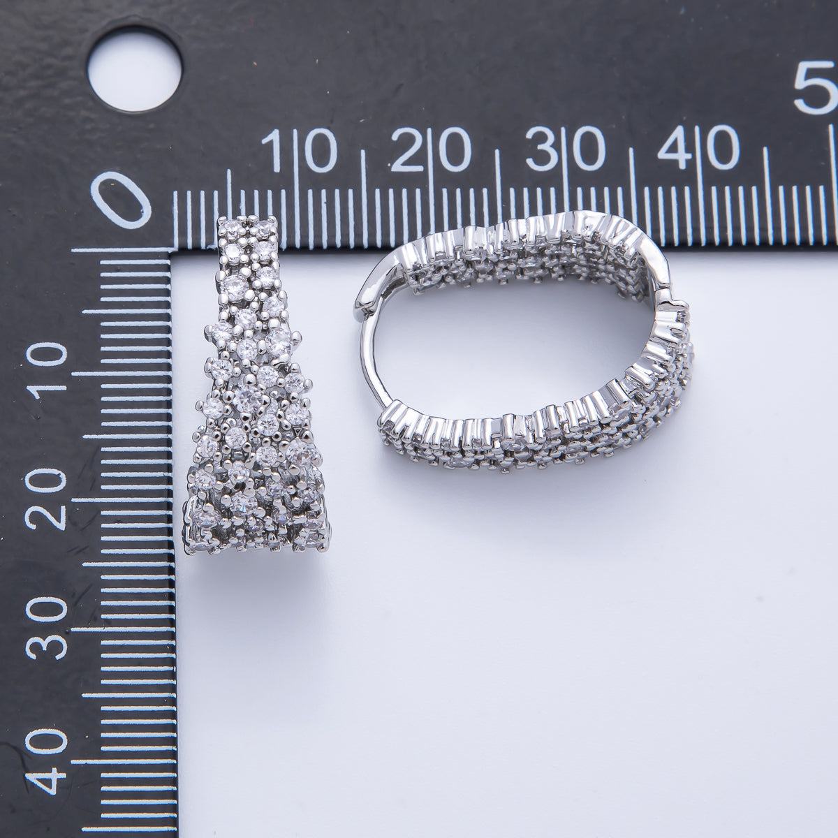 14K Gold Filled 24mm Statement Micro Paved CZ Cluster Hoop Earrings | Earrings-020002