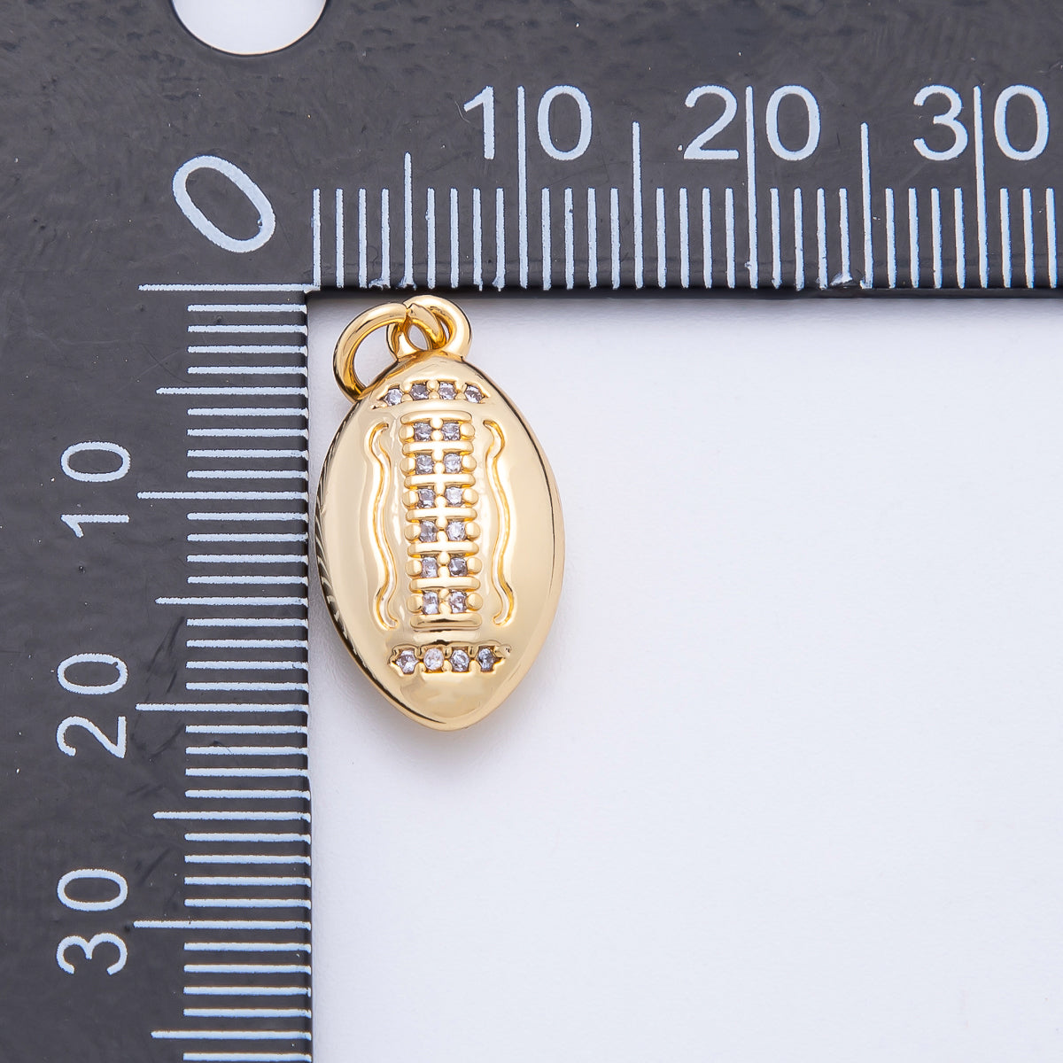 18K Gold Filled Micro Paved CZ American Football Sports Charm in Gold & Silver | N555