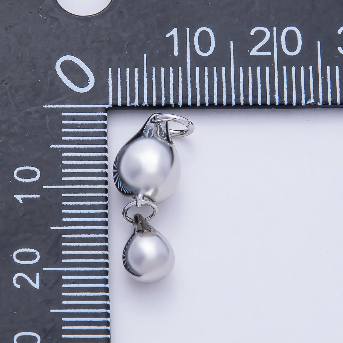 18K Gold Filled 24mm Double Teardrop Dangling Drop Charm in Gold & Silver | AF1432