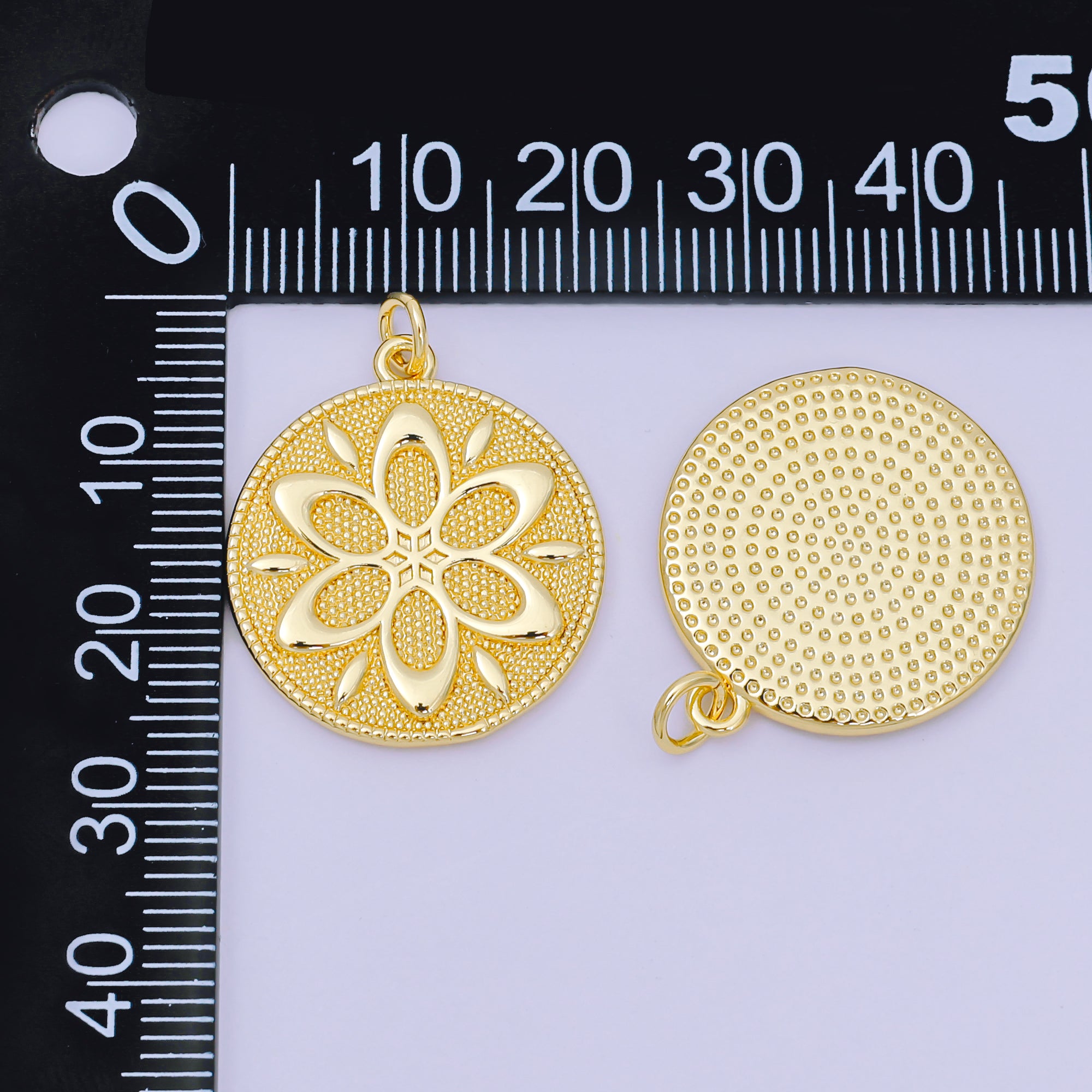 24K Gold Filled 24mm Sun Lotus Flower Charm | AH-647