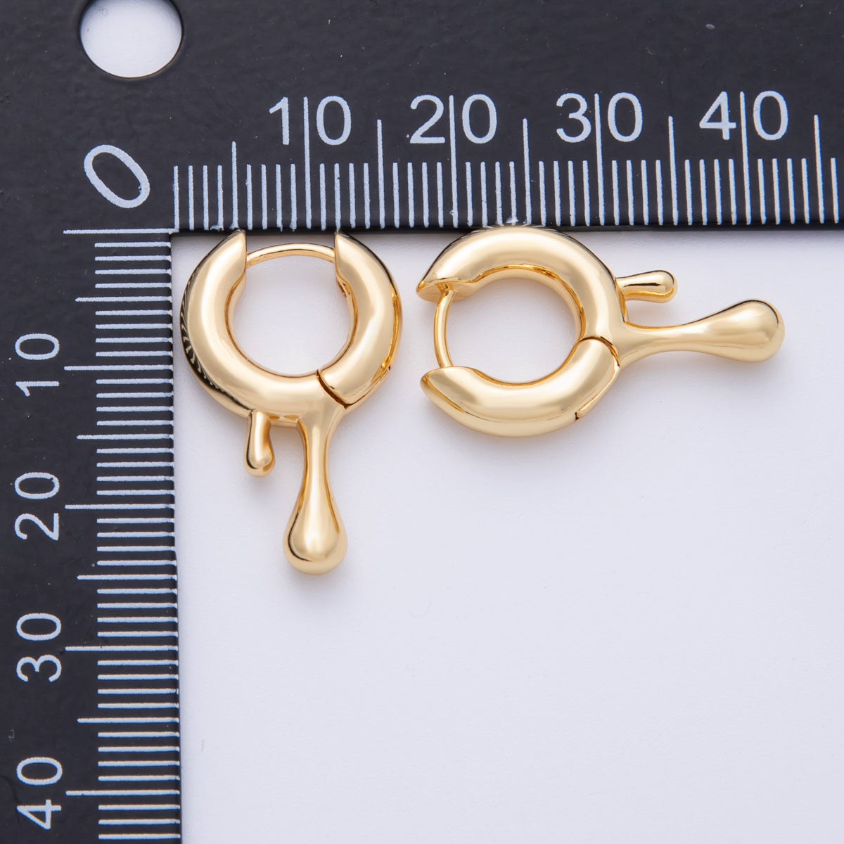 14K Gold Filled 25mm Simple Drip Metal Hoop Earrings | Earr-020022