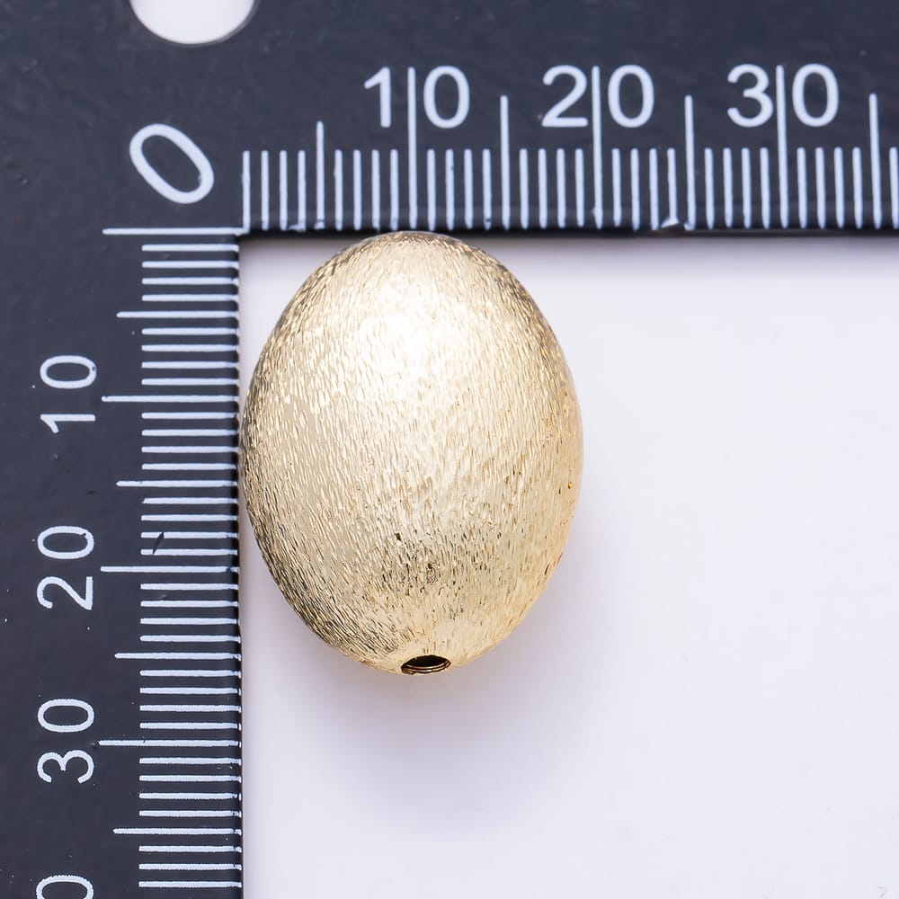 16K Gold Filled 25mm Wire Textured Stippled Olive Oval Spacer Bead | Beads-00593