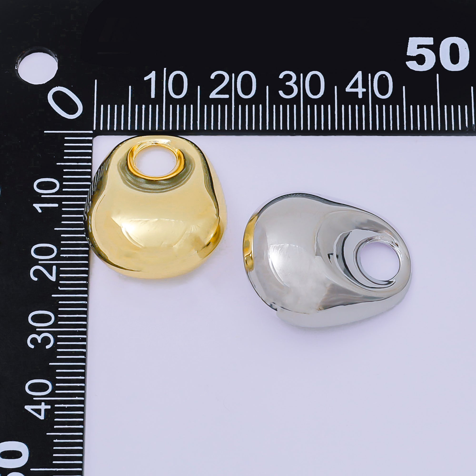 24K Gold Filled 25mm Metallic Rounded Dome Charm in Gold & Silver | AC-1585