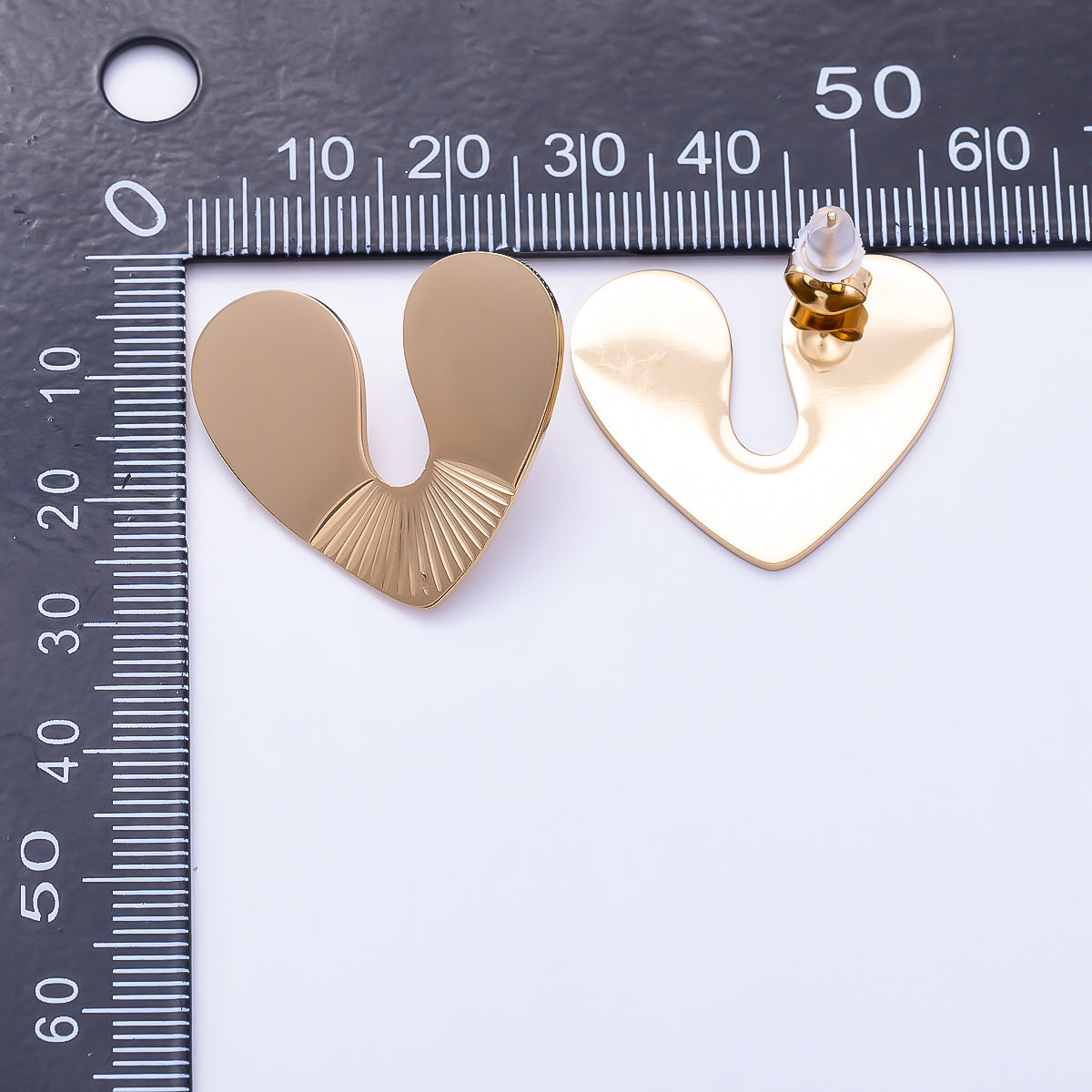 Stainless Steel 28mm Minimalist Sunburst Heart Stud | Earrings-00740