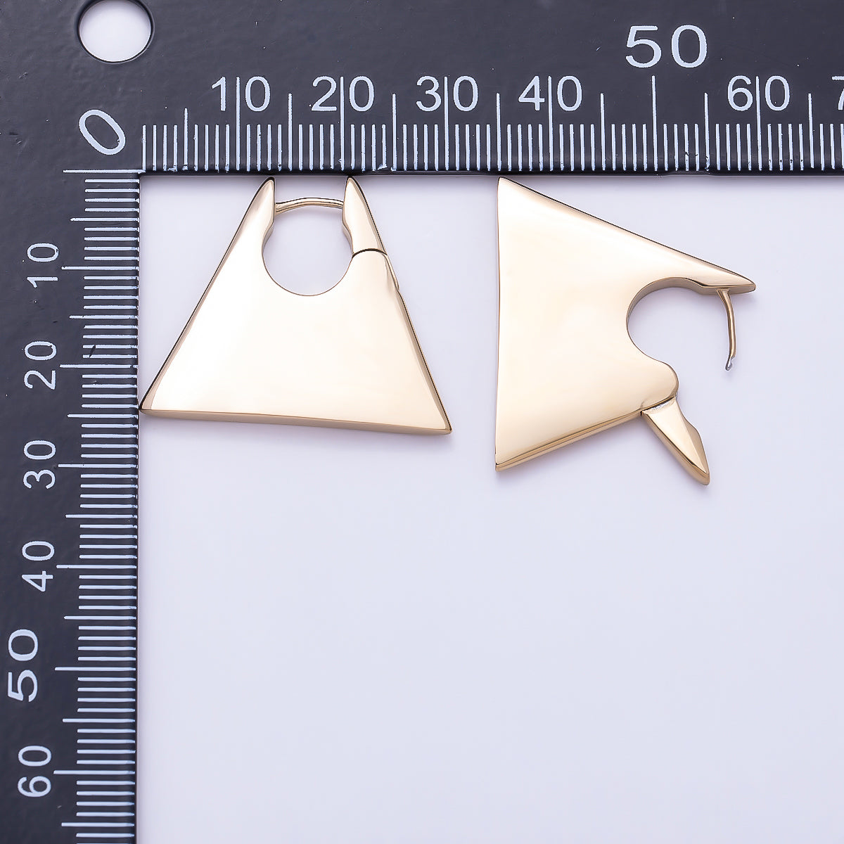 Stainless Steel 30mm Thin Minimalist Geometric Triangle Hoop | Earrings-00742