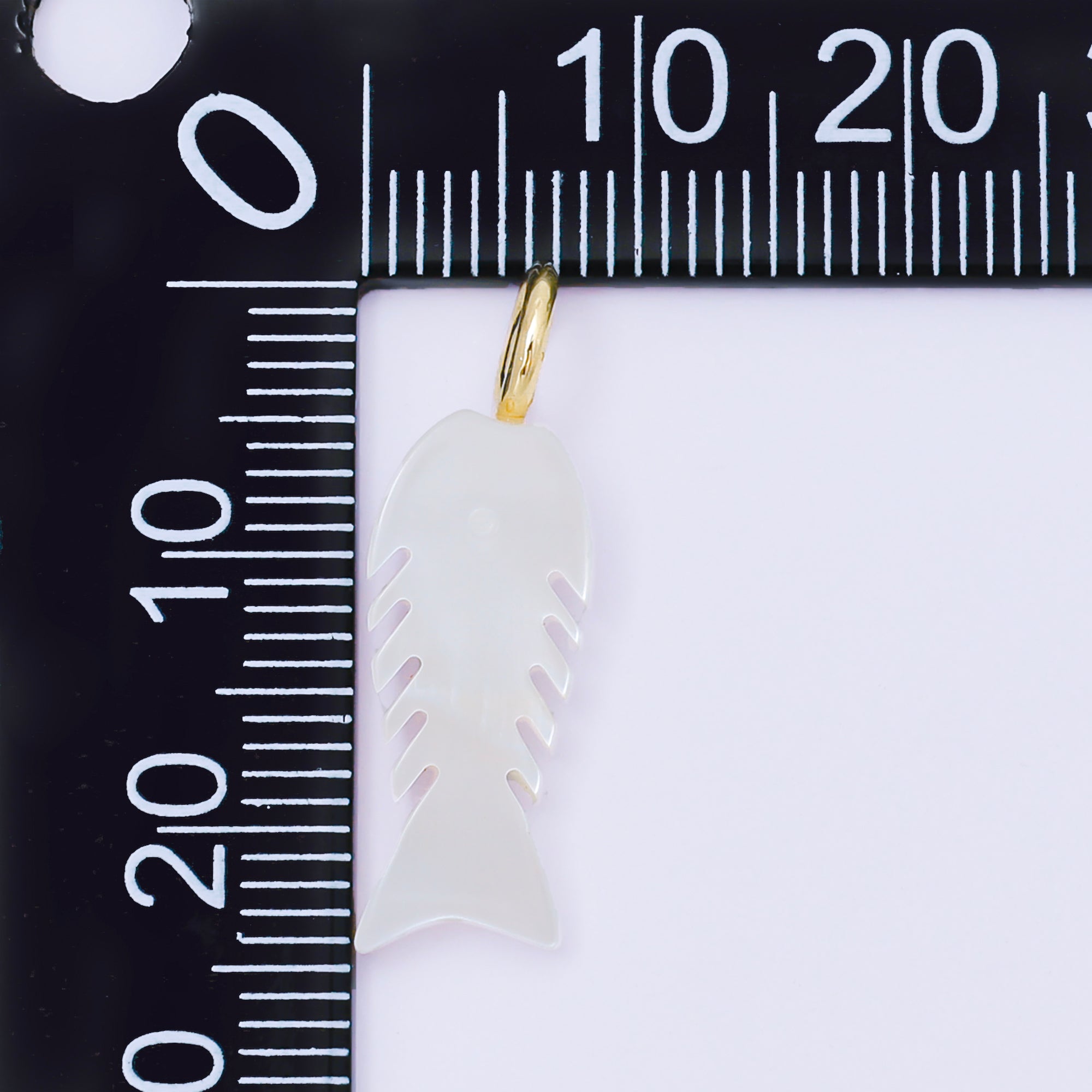 24K Gold Filled 25mm Shell Pearl Fish Sardine Animal CZ Drop Pendant | AF568 AF569