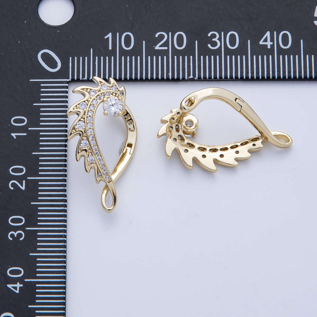 14K Gold Filled 25mm Micro Paved CZ Curved Spiked Hoop Earrings Set | Earrings-00102