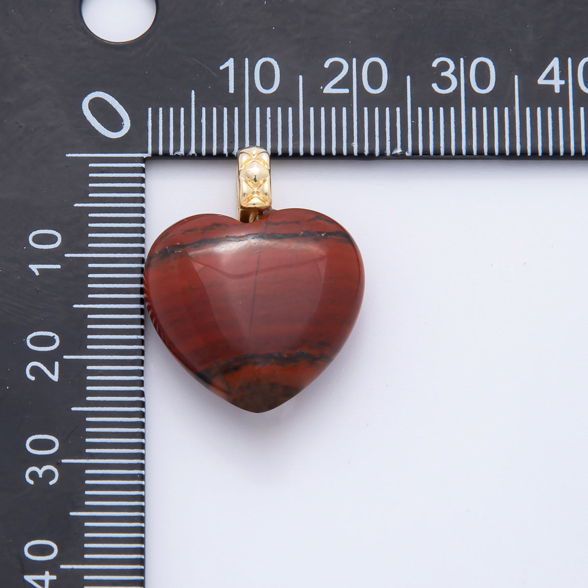 18K Gold Filled 25mm Carnelian, Agate, & Jade Gemstone Puffy Heart Shaped Charm | C766 C834 C846