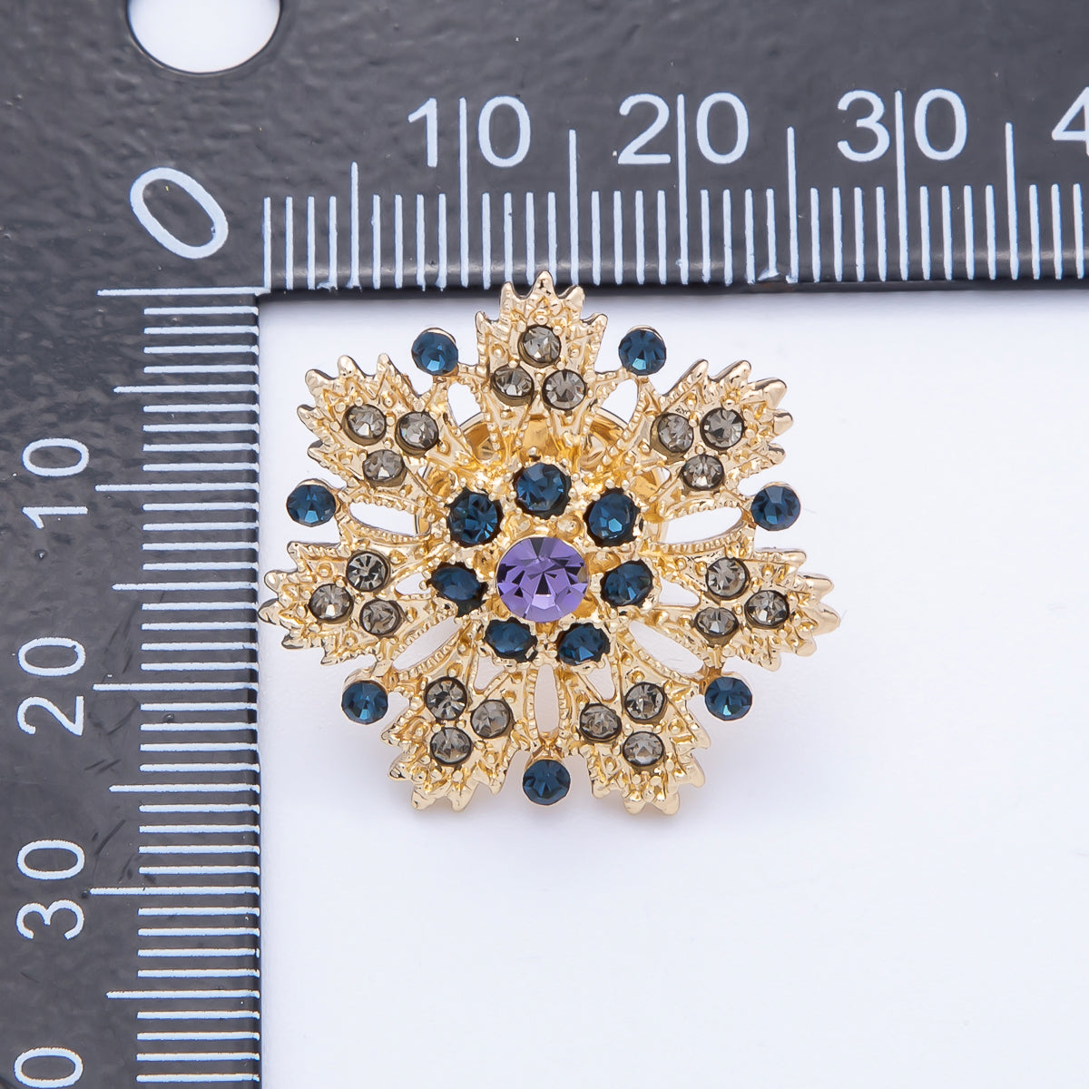 Gold Rhinestone Geometric Snowflake Pin Brooch | BH-042