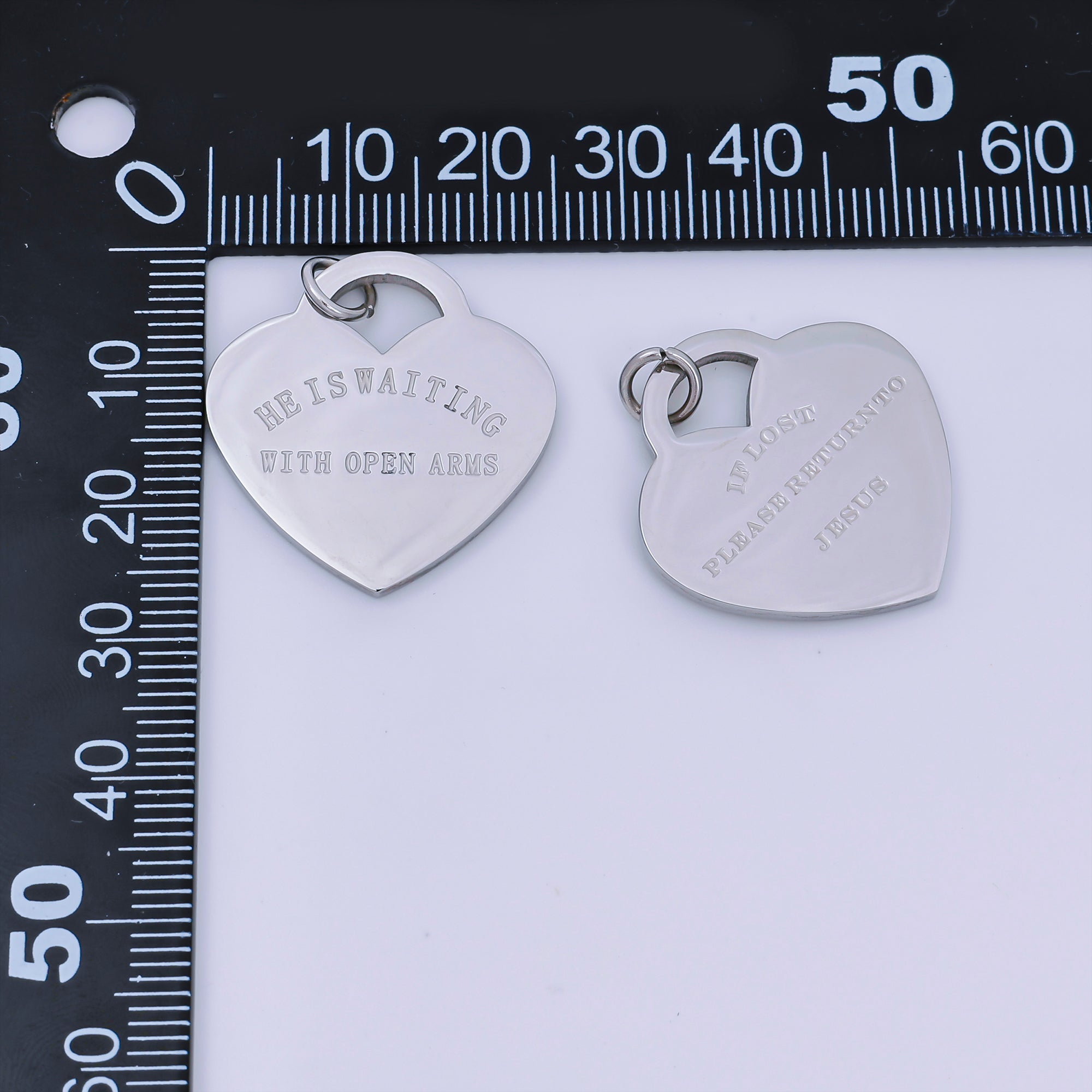 Stainless Steel 25mm Heart-Shaped Sweet Messages Charm | P-661