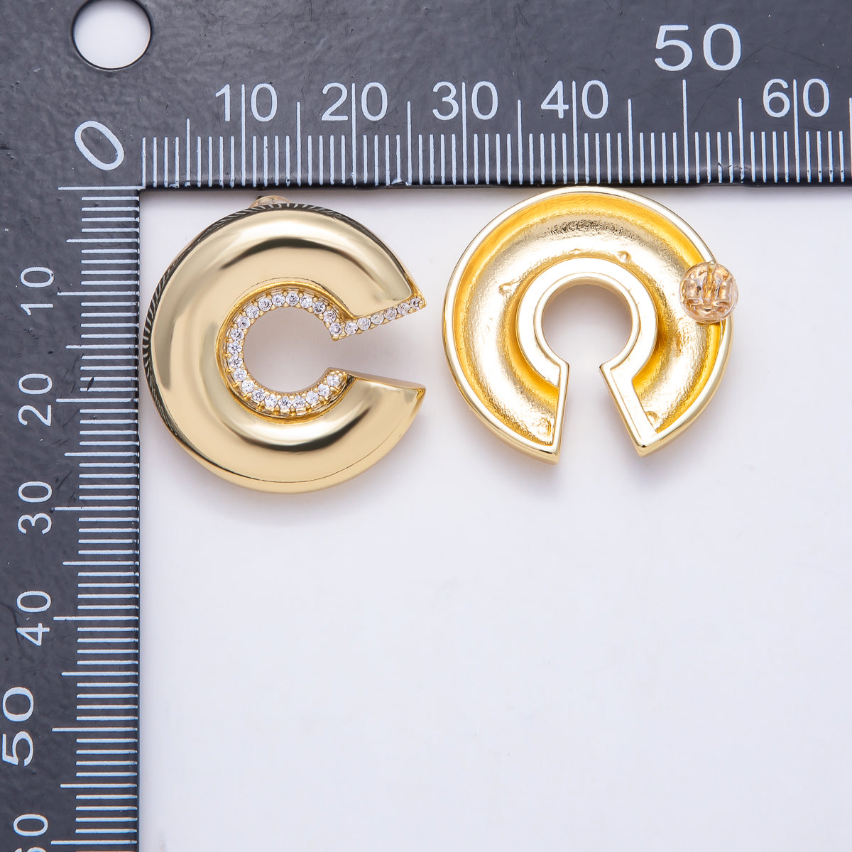 16K Gold Filled 26mm Simple Plain Chunky C-Hoop Earrings | Earrings-00827 - Earrings-00828