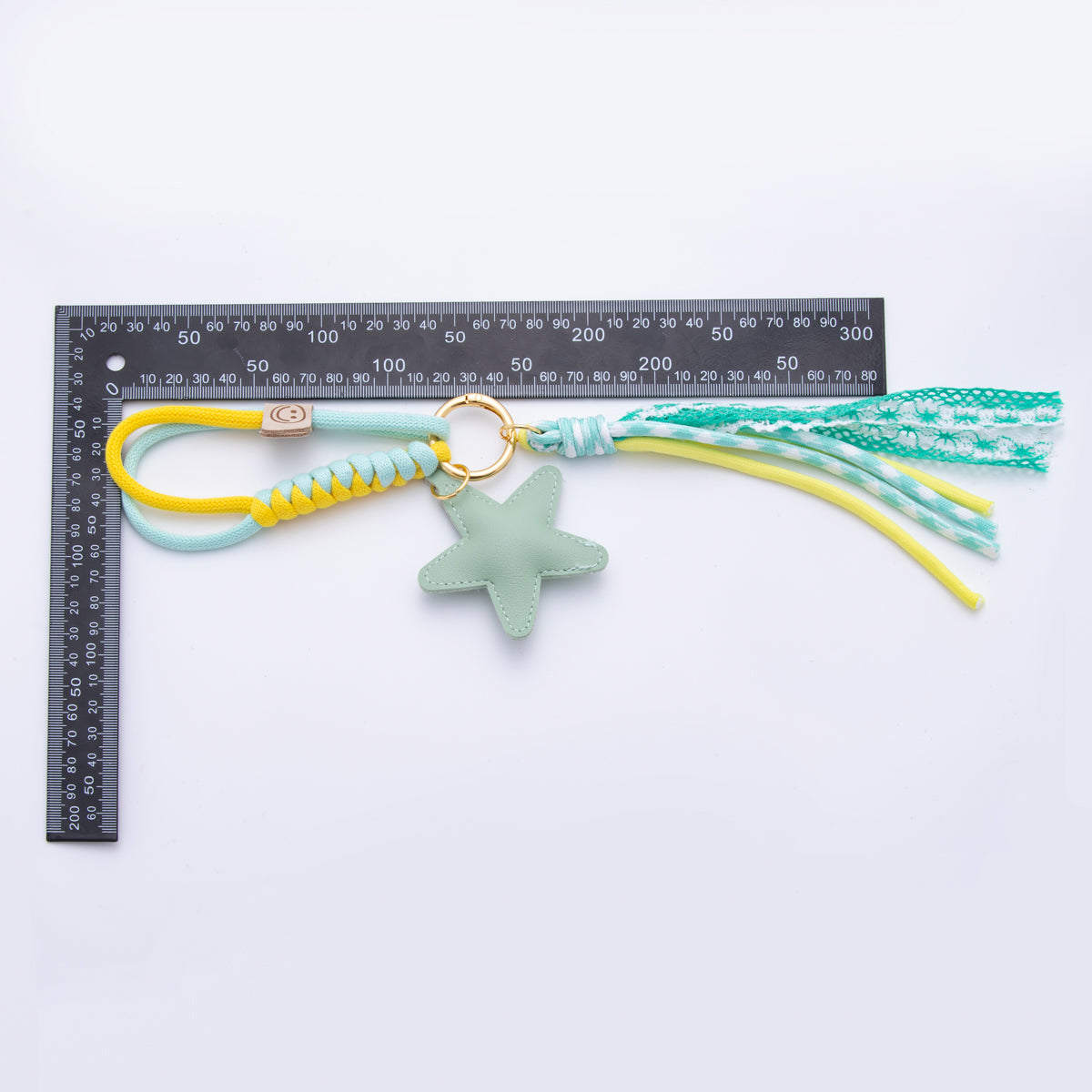 Blue Leather Shooting Star Keychain Handmade Bag Charm Cute Leather Tassel  Purse Accessory WB-00106